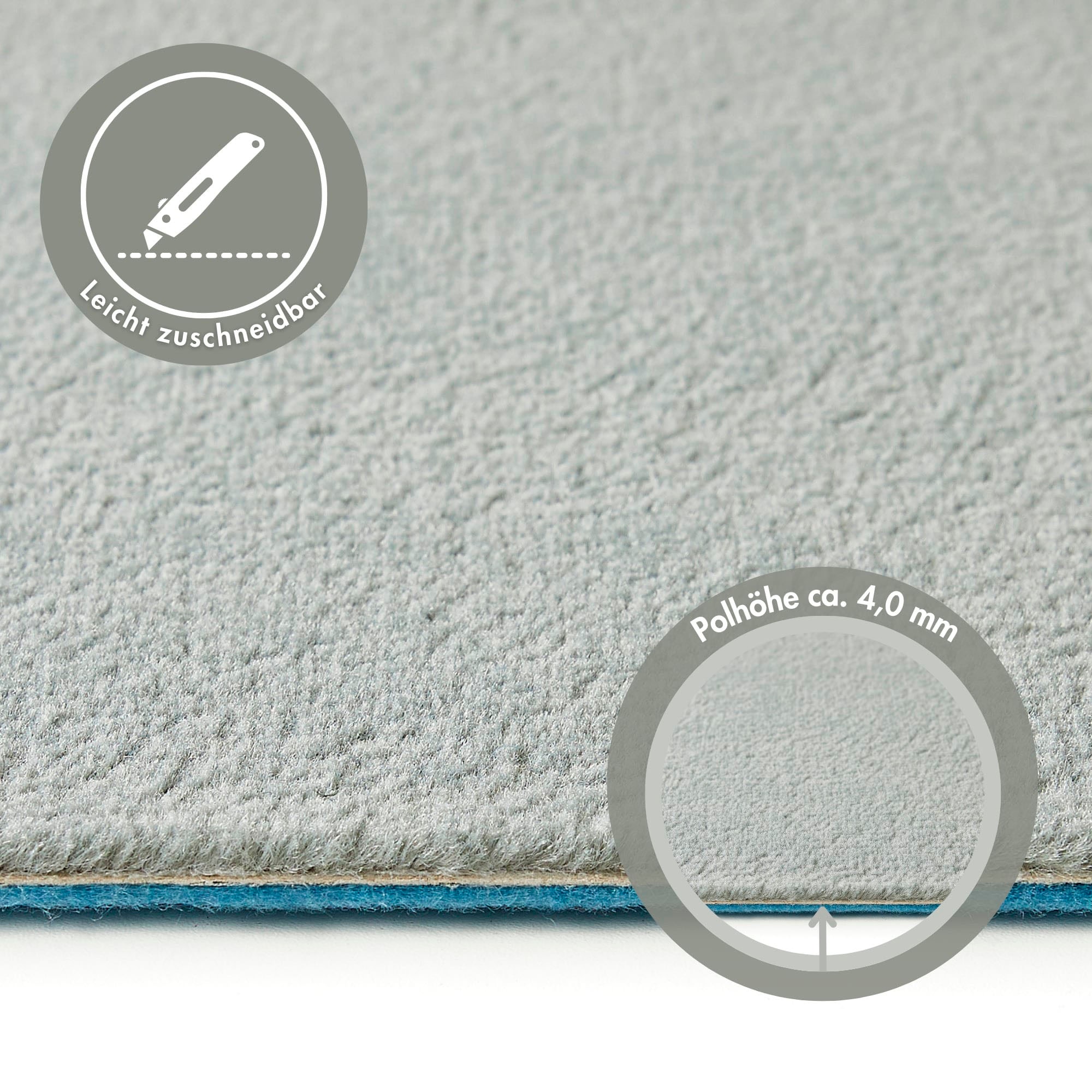 Andiamo Teppichboden »Kira, Velours, Made in Belgium«, rechteckig, 8 mm Höhe, Uni Farben, Breite 400 cm, strapazierfähig, pflegeleicht, Wohnzimmer