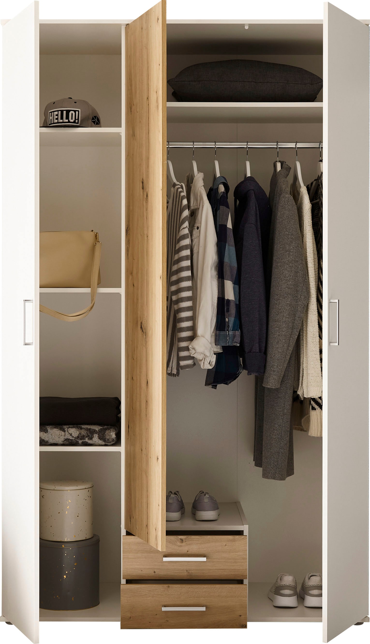 Schlafkontor Kleiderschrank »Marburg Bestseller Schrank Garderobe mit Schubladen«, Schlafzimmerschrank in Top Qualität, in 2 Breiten