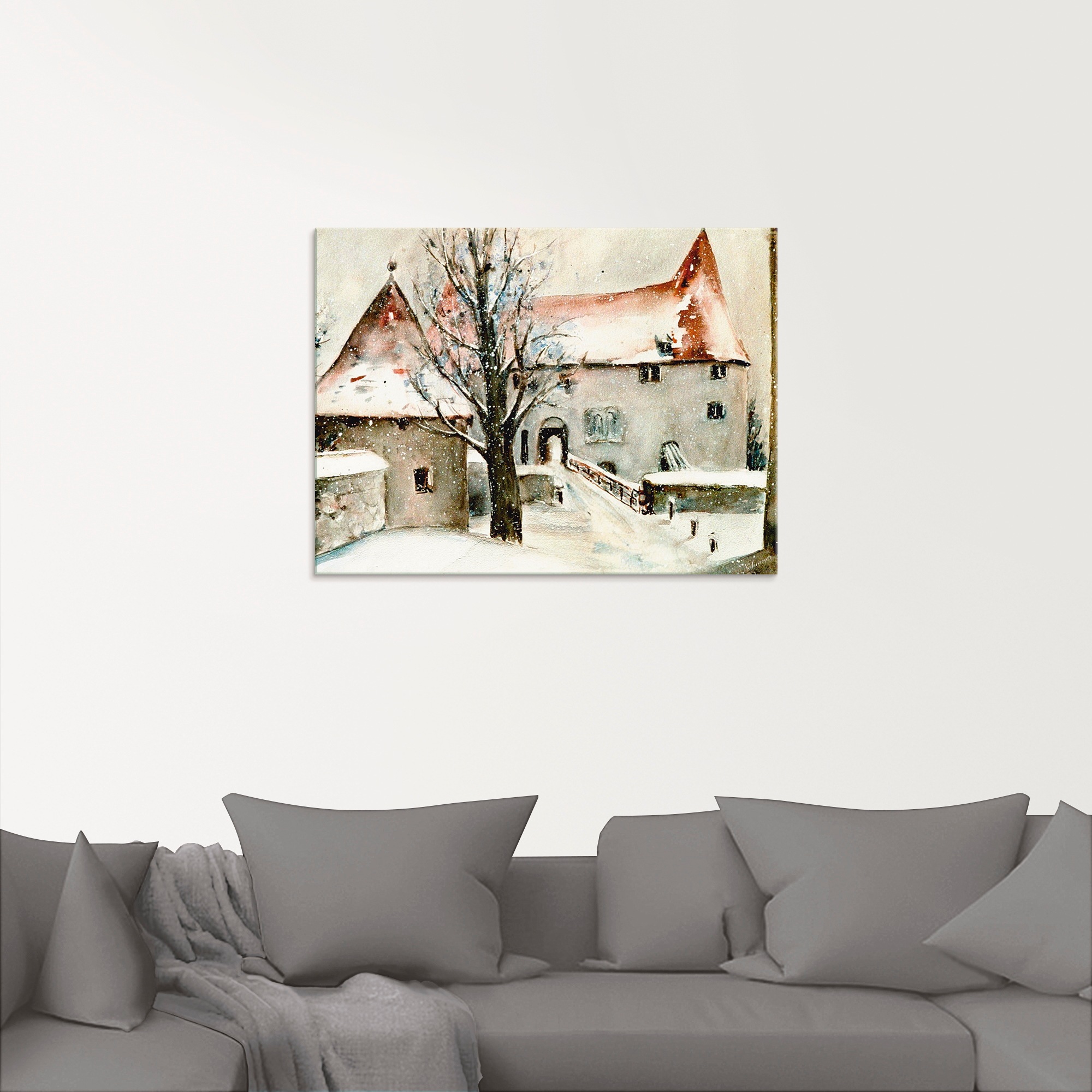 Artland Glasbild »Winter auf der Burg«, Gebäude, (1 St.), in verschiedenen Größen