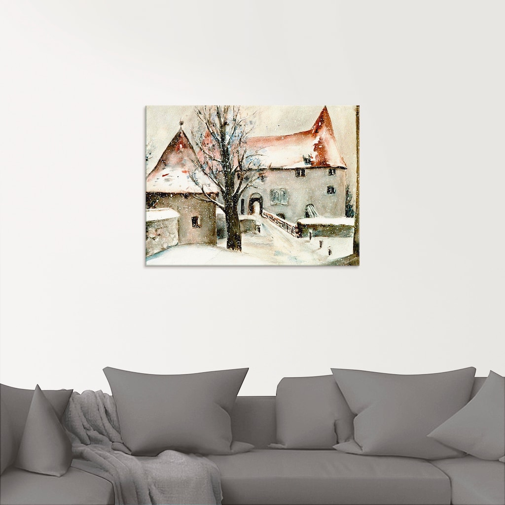 Artland Glasbild »Winter auf der Burg«, Gebäude, (1 St.)