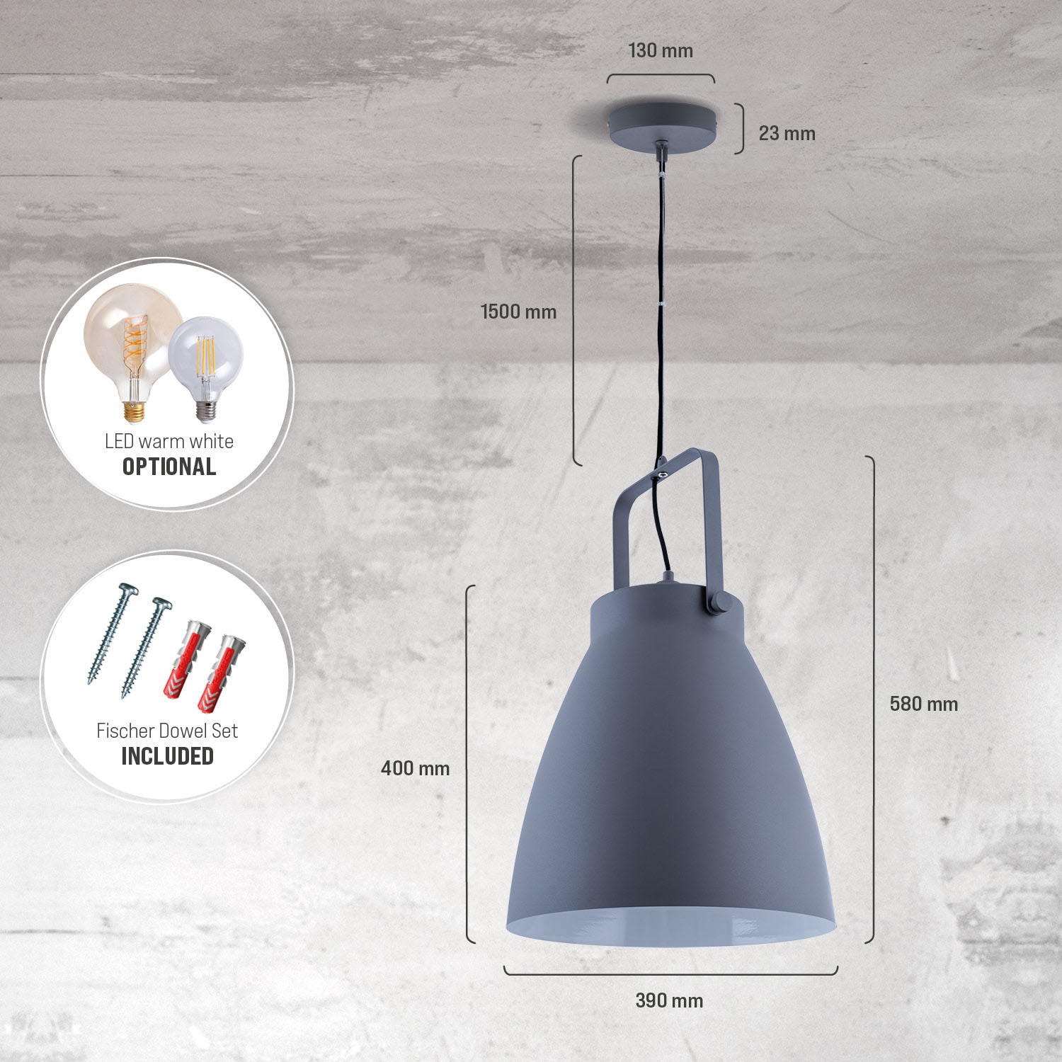 Paco Home Pendelleuchte »BOONE PD« E27 Stehleuchte Modern Wohnzimmer  Industrial Scheinwerfer Design E27