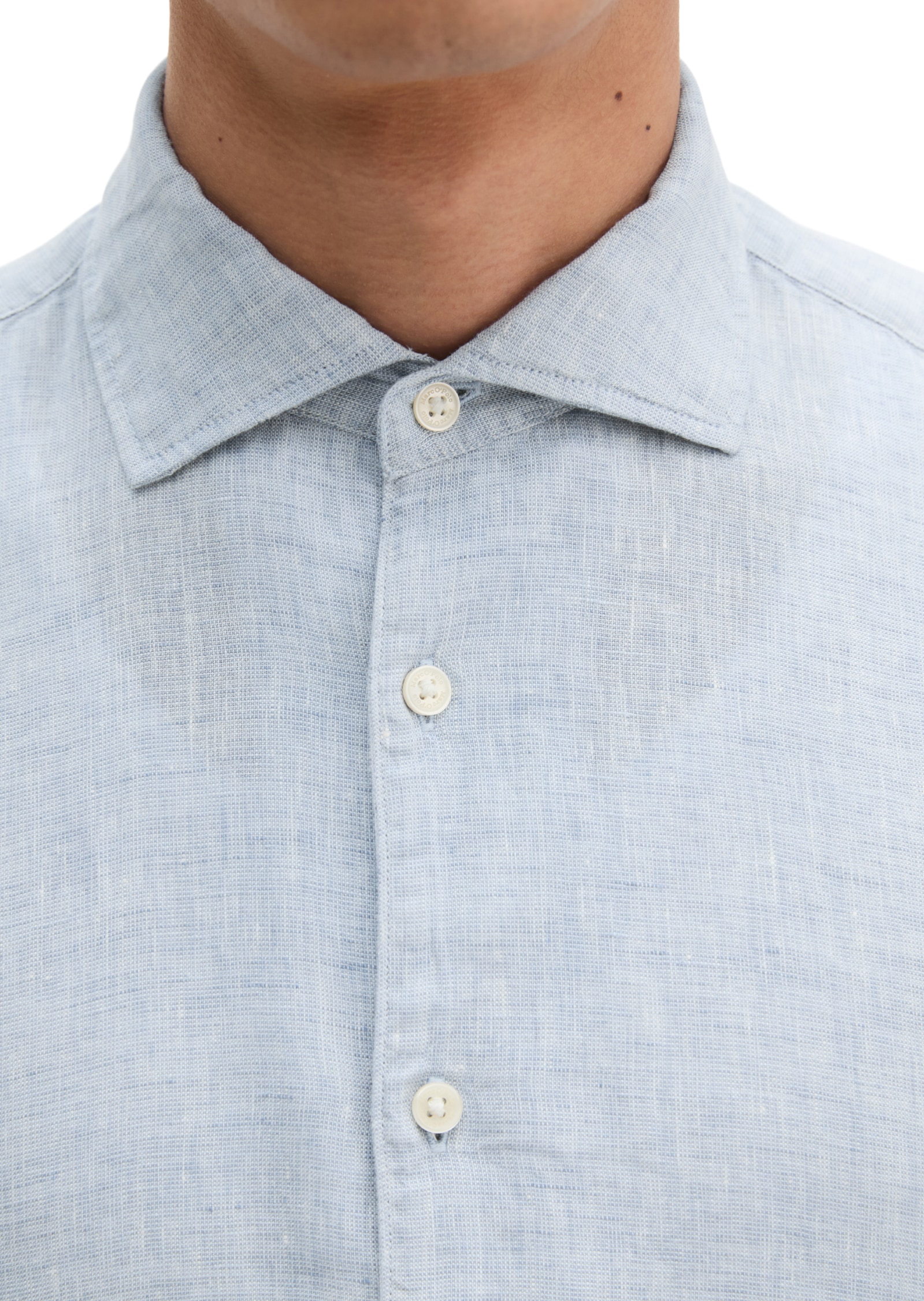 Marc O'Polo Langarmhemd shaped fit aus feinem Leinen-Chambray