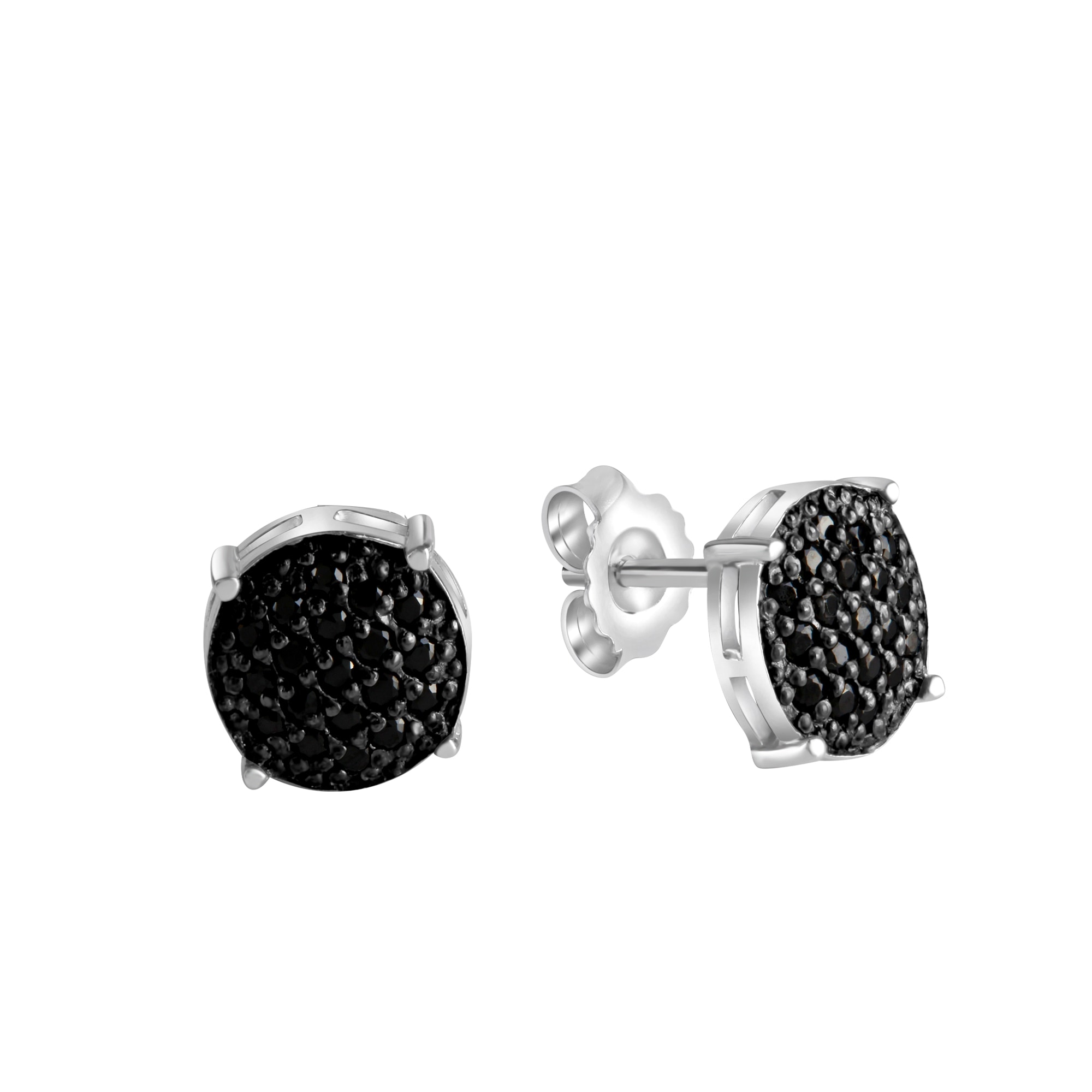 Paar Ohrstecker „925 Silber mit schwarzen Zironiasteinen“ Silbergrau + schwarz ONE-SIZE