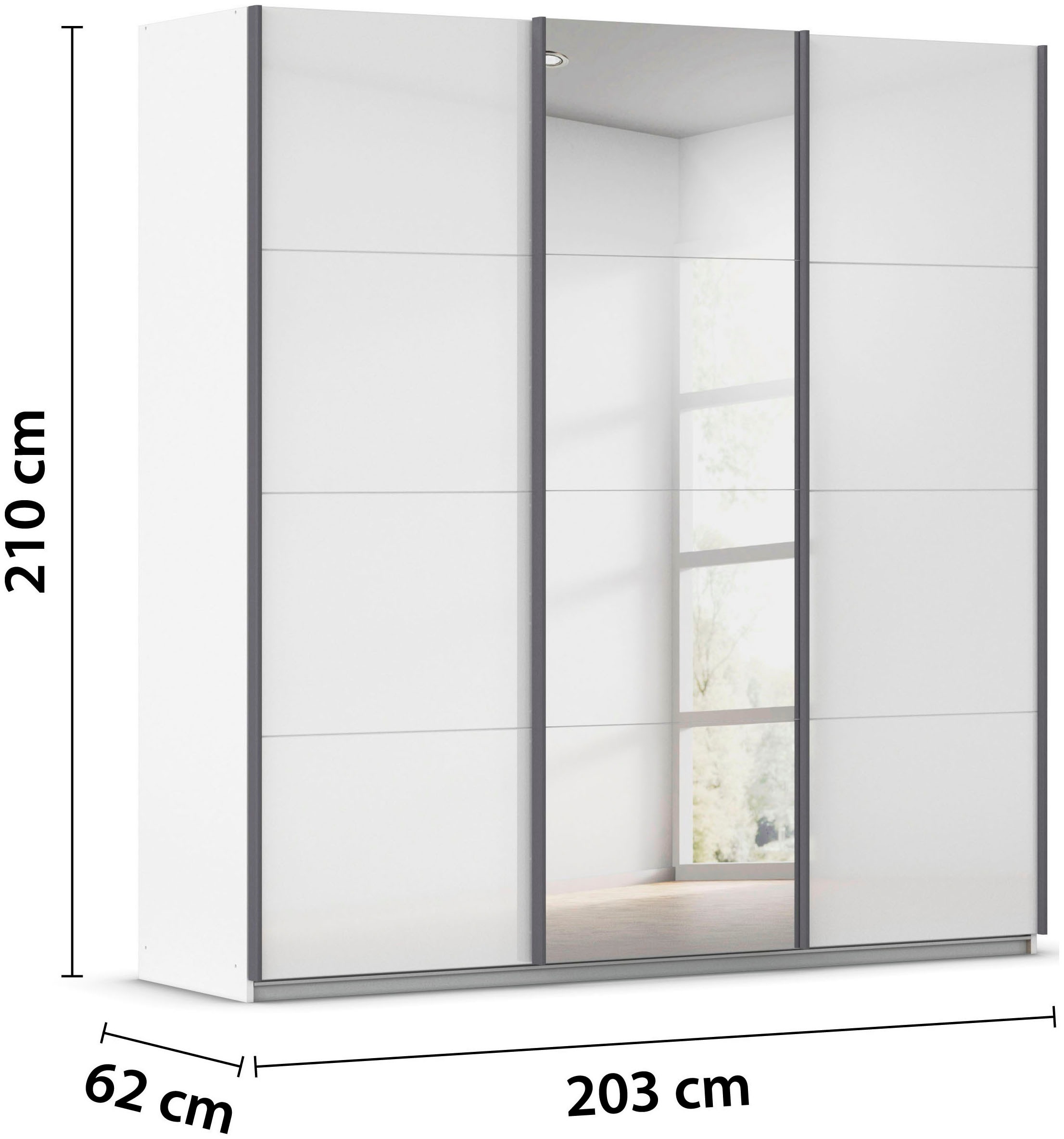 rauch Schwebetürenschrank »Kleiderschrank Schrank OTTO´S CHOICE Garderobe AGORDO«, (in zwei Griff-Farben), Top Innenausstattung, in 4 Breiten und 2 Höhen MADE IN GERMANY