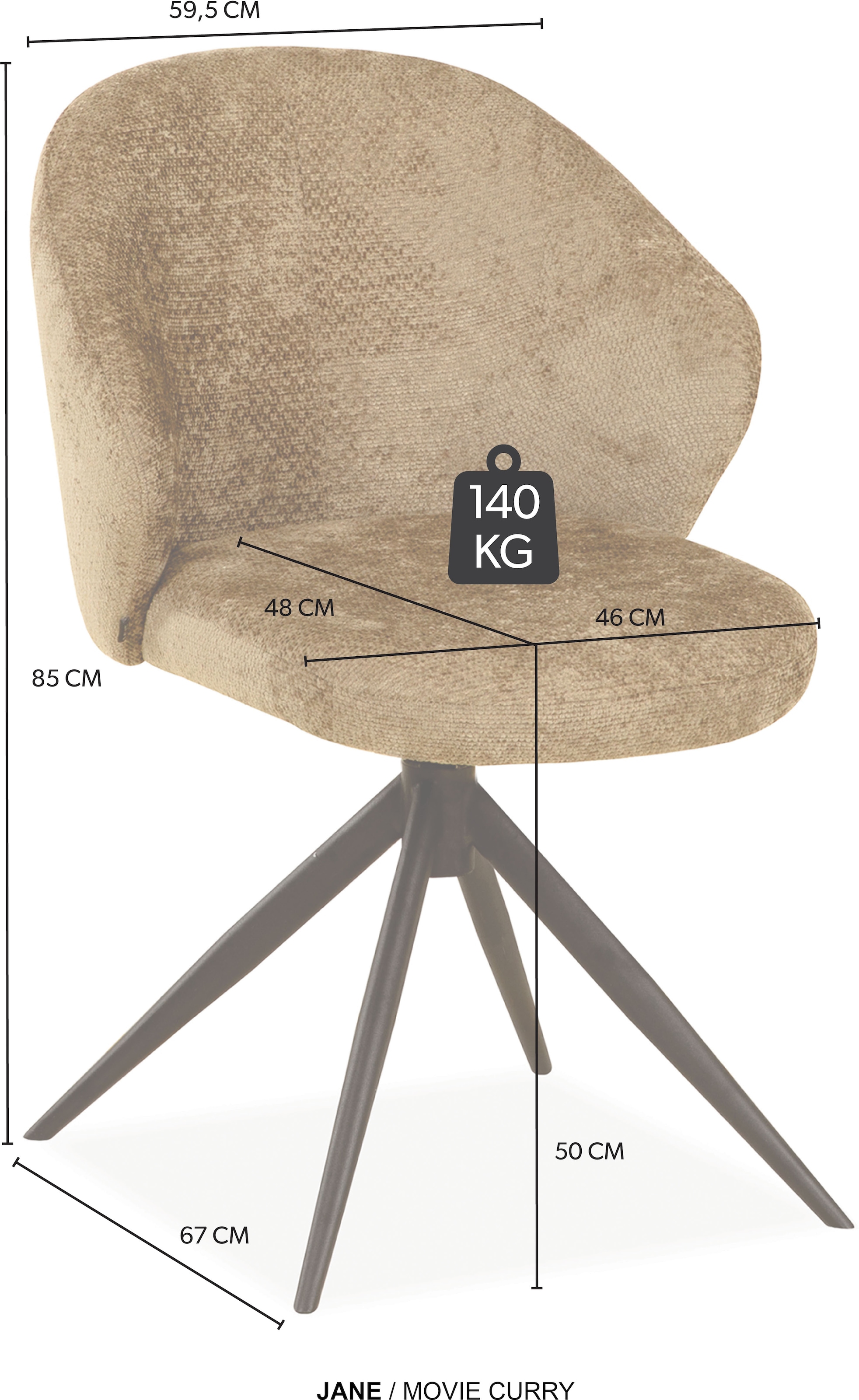 OMG Design Esszimmerstuhl »Jane« (Set) 2 Stk.Drehstuhl mit auto-return, Schalenstuhl