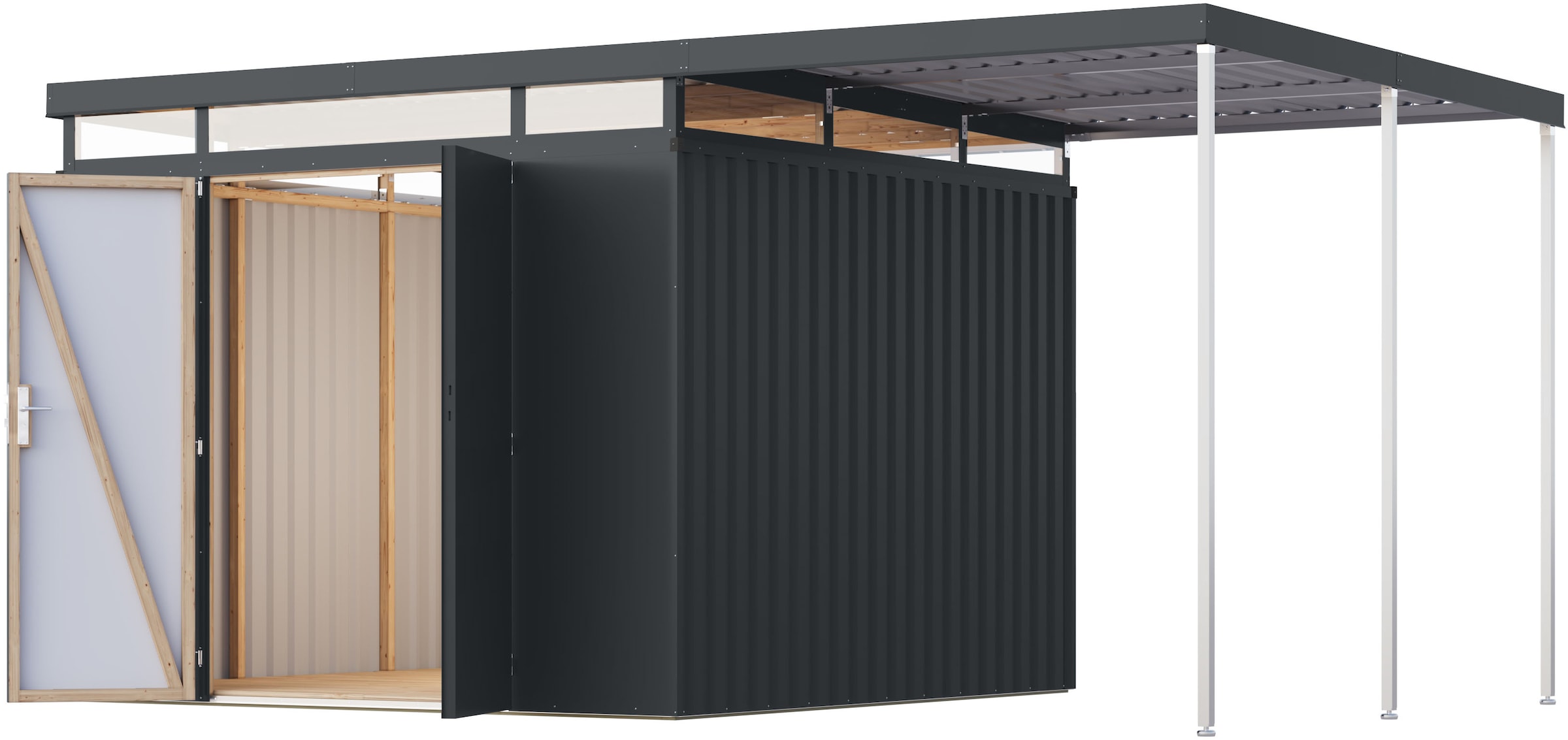Karibu Gerätehaus »Titanium 3,5 SET mit Anbaudach« Made in Germany