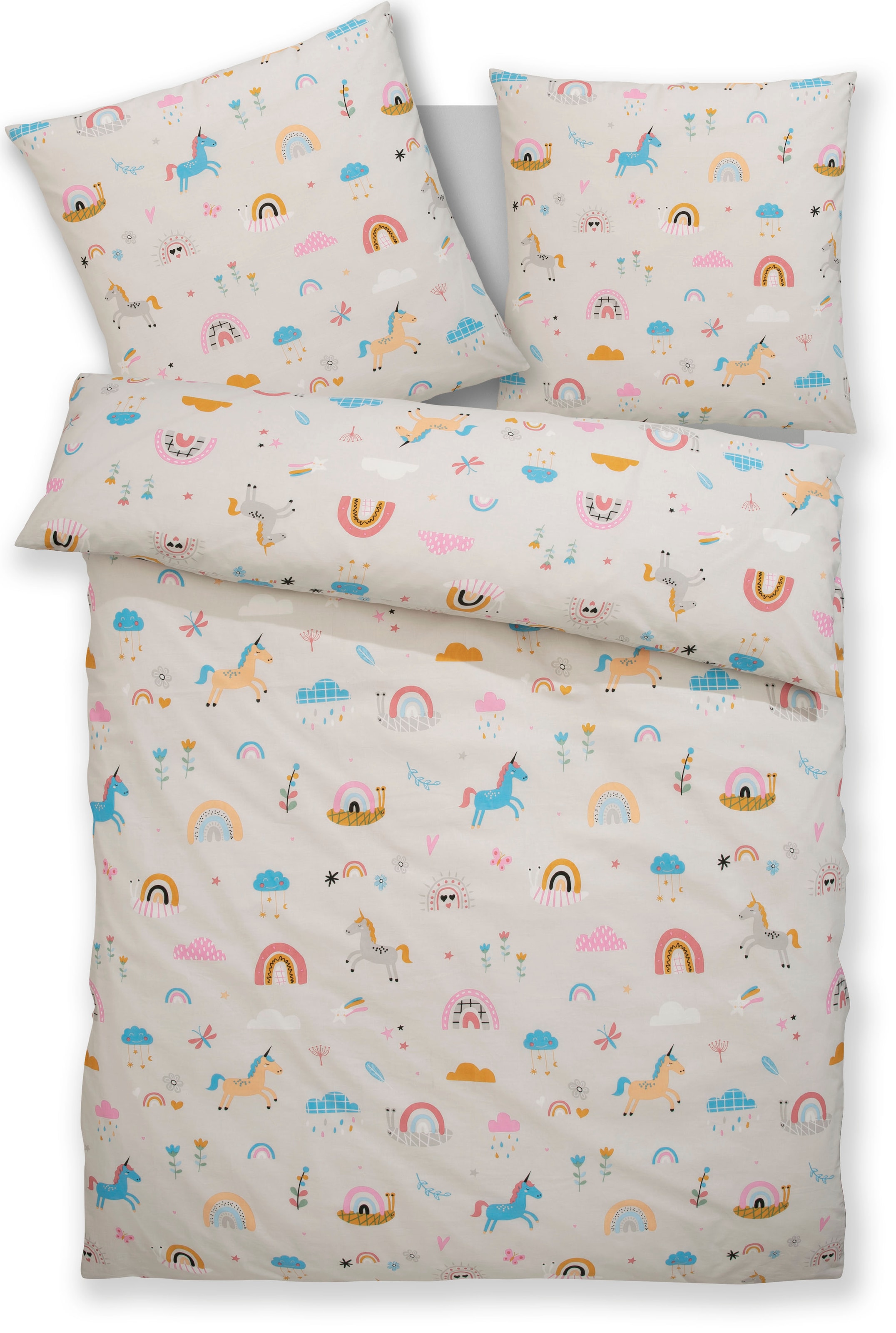 Lüttenhütt Kinderbettwäsche »CUDDLEE«, in vielen Designs: Dino,Einhorn,Weltraum,Baustelle,Herz,Trecker,Safari