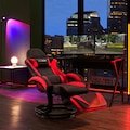 INOSIGN Relaxsessel »Zarina«, im Gamingchair Design, mit mechanischer Relaxfunktion, integrierte Fußstütze, Drehfunktion, 1 Kissen zur Kopfstütze, schwarzes Massivholz Gestell, Sitzhöhe 45,5 cm
