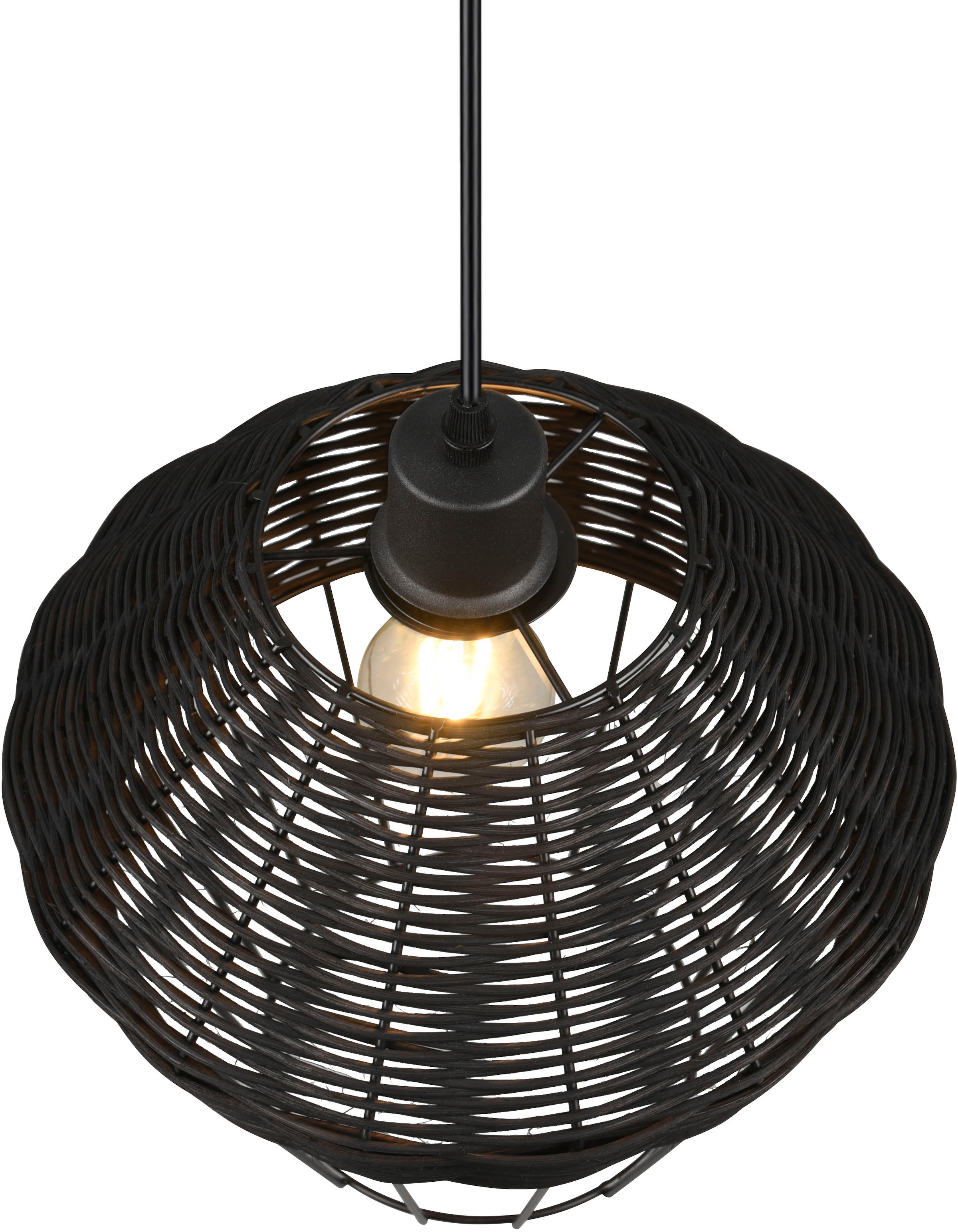 TRIO Leuchten Pendelleuchte »Borka«, 1 flammig, Leuchtmittel E27 | ohne Leuchtmittel, Boho Hängelampe aus Rattan 1-flammig exkl E27 max 40W höhenverstellbar