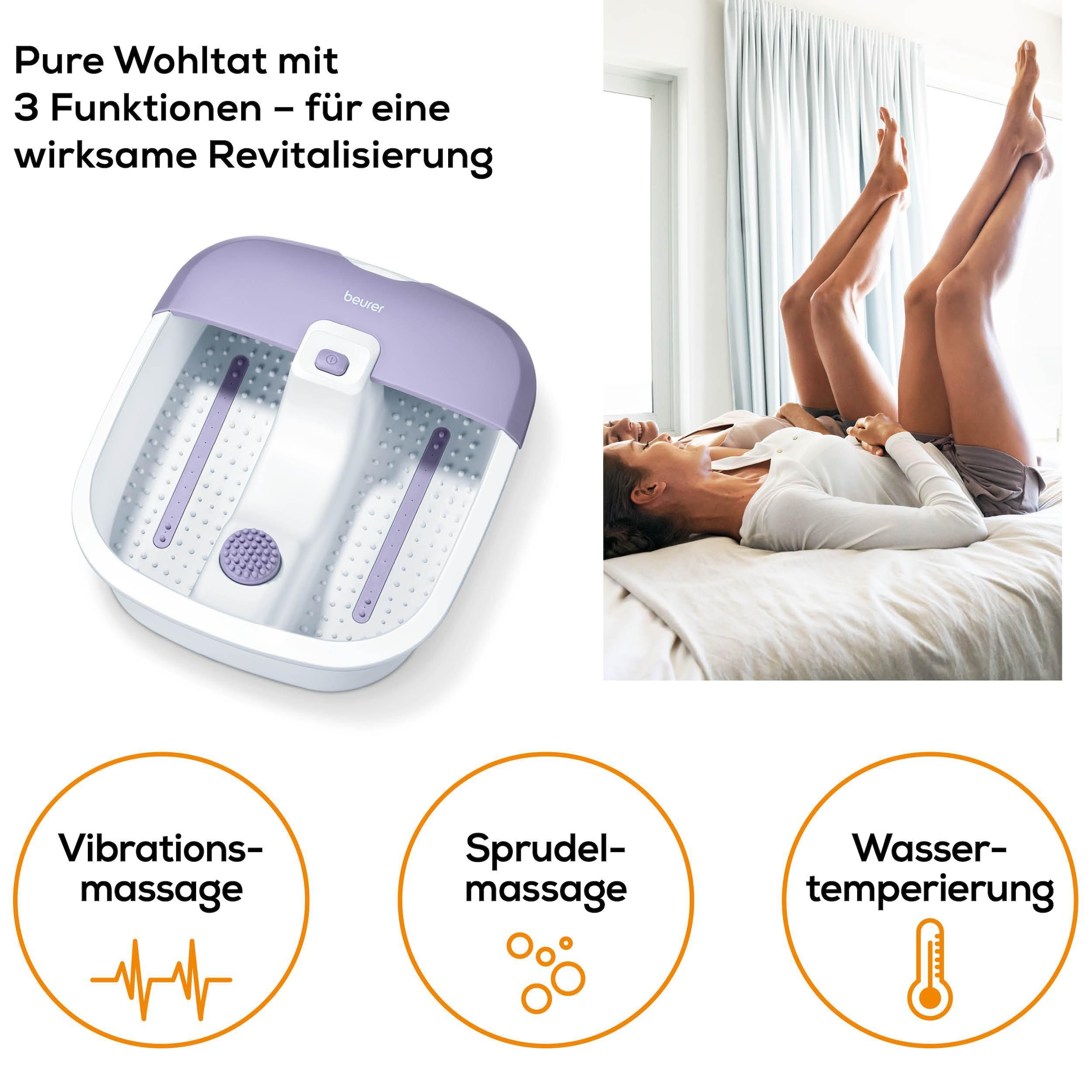 BEURER Fußbad »Fußsprudelbad FB 12 mit Vibrations- und Sprudelmassage« Fördert die Durchblutung und lindert schwere und müde Beine