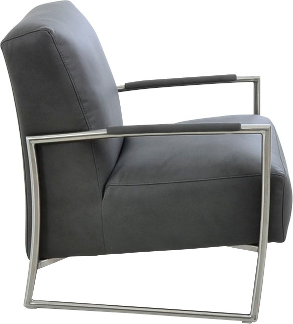 K+W Komfort & Wohnen Cocktailsessel, mit bezogenen Armlehnen, Gestell in Metall Edelstahloptik