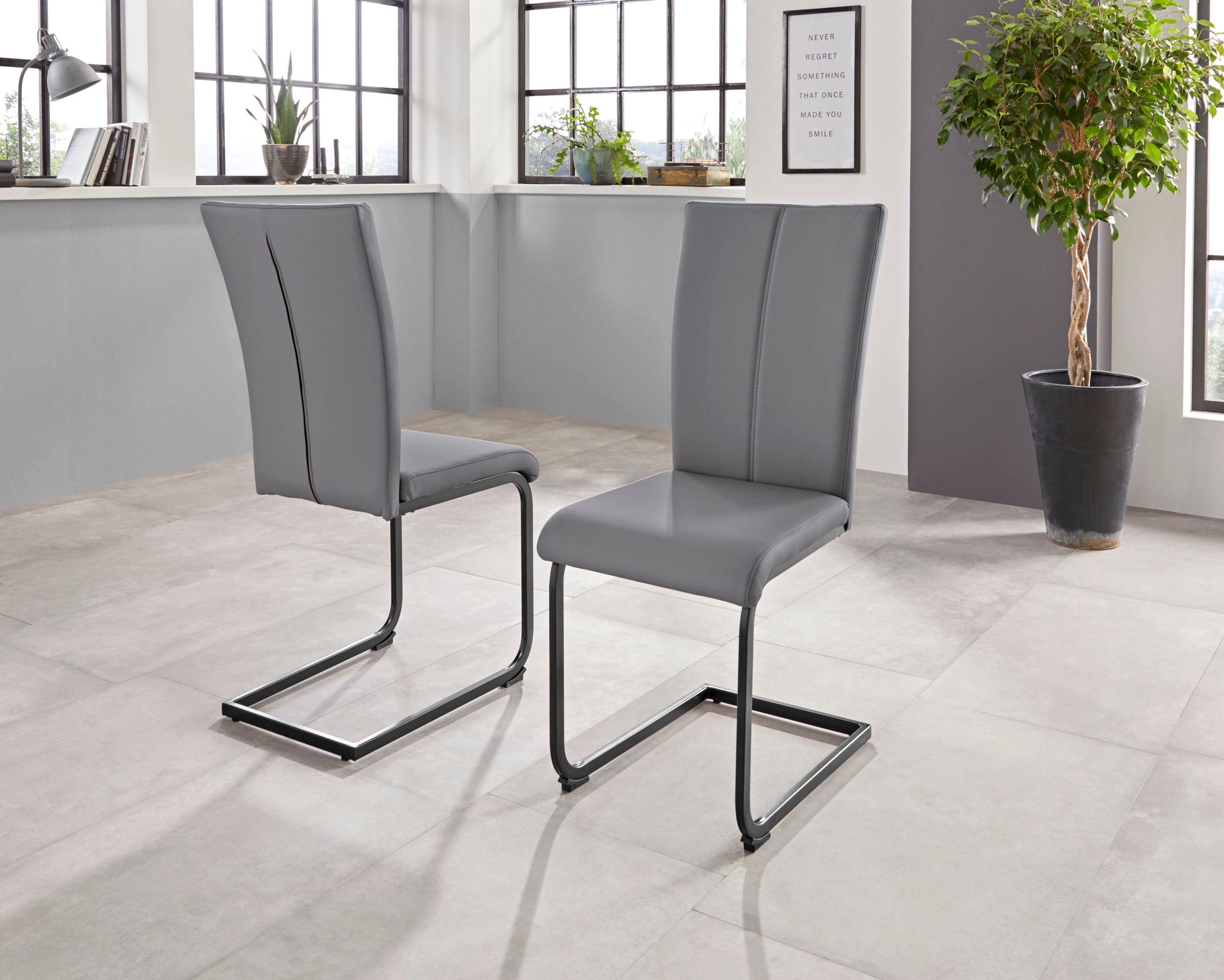 Home affaire Freischwinger »Oliver« (Set) 2 Stk. Kunstleder Stuhl belastbar günstig online kaufen