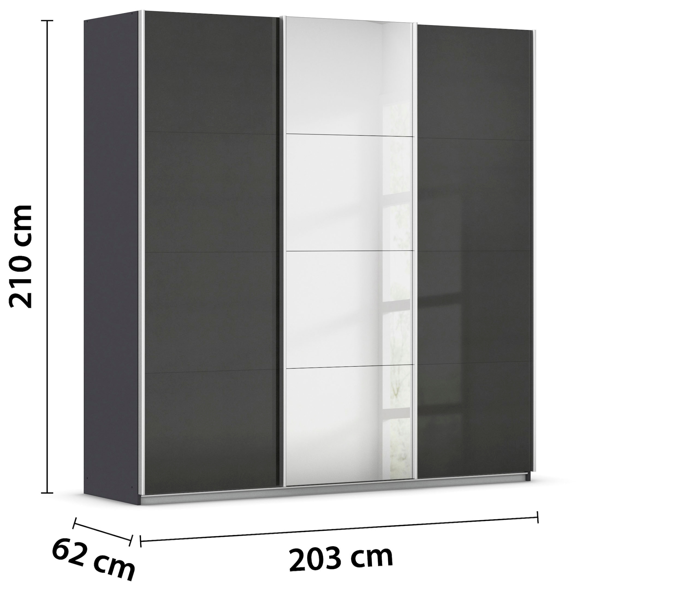 rauch Schwebetürenschrank »Kleiderschrank Schrank Garderobe KOLUNA Hochglanz-Front und Spiegel« 3 Ausstattungen BASIC/CLASSIC/PREMIUM (inkl. SOFT-CLOSE-FUNKTION),  Breiten 203/271/315/360 cm Höhen 210/229 cm MADE IN GERMANY