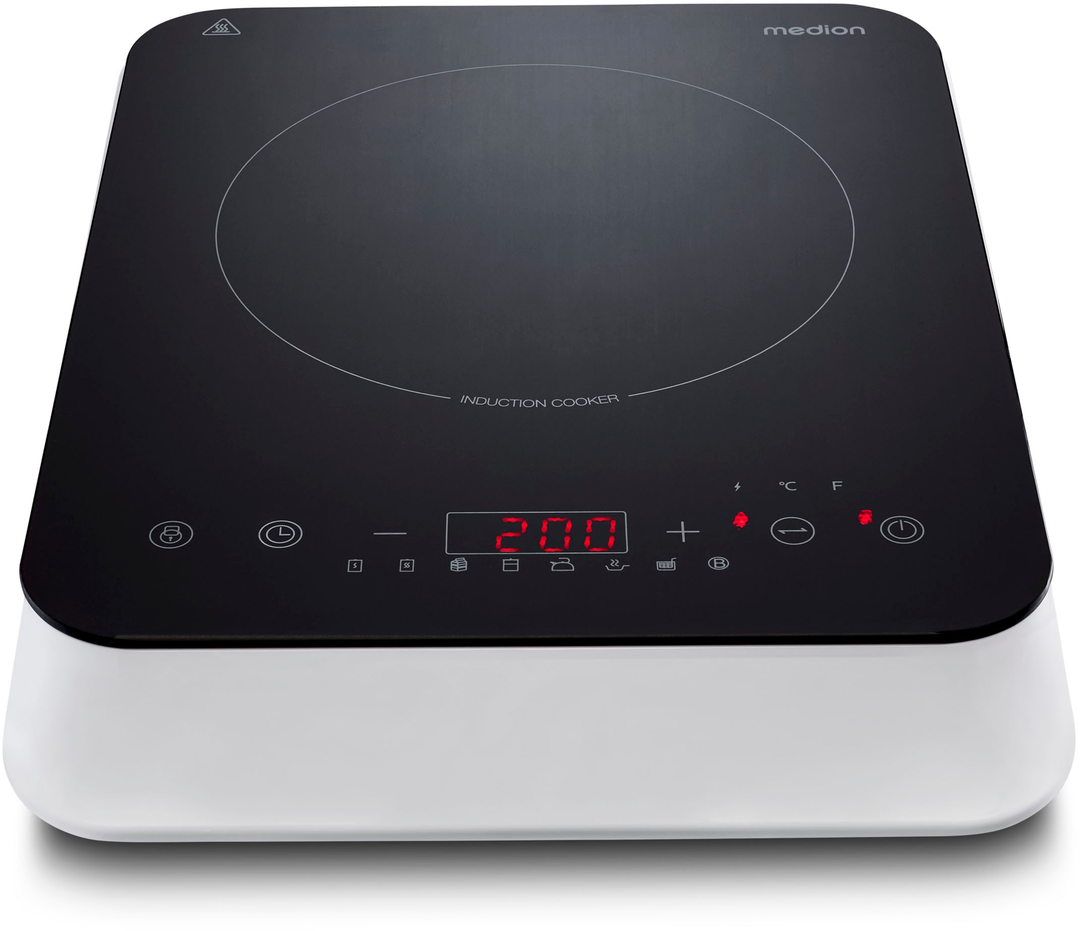 Medion® Einzel-Induktionskochplatte »MD 18490, 2000 W Induktionsleistung, automatische Topferkennung, Timer«, Temperaturbereich 60 - 240°, Sensor-Touch-Display, 8 Automatikprogr.