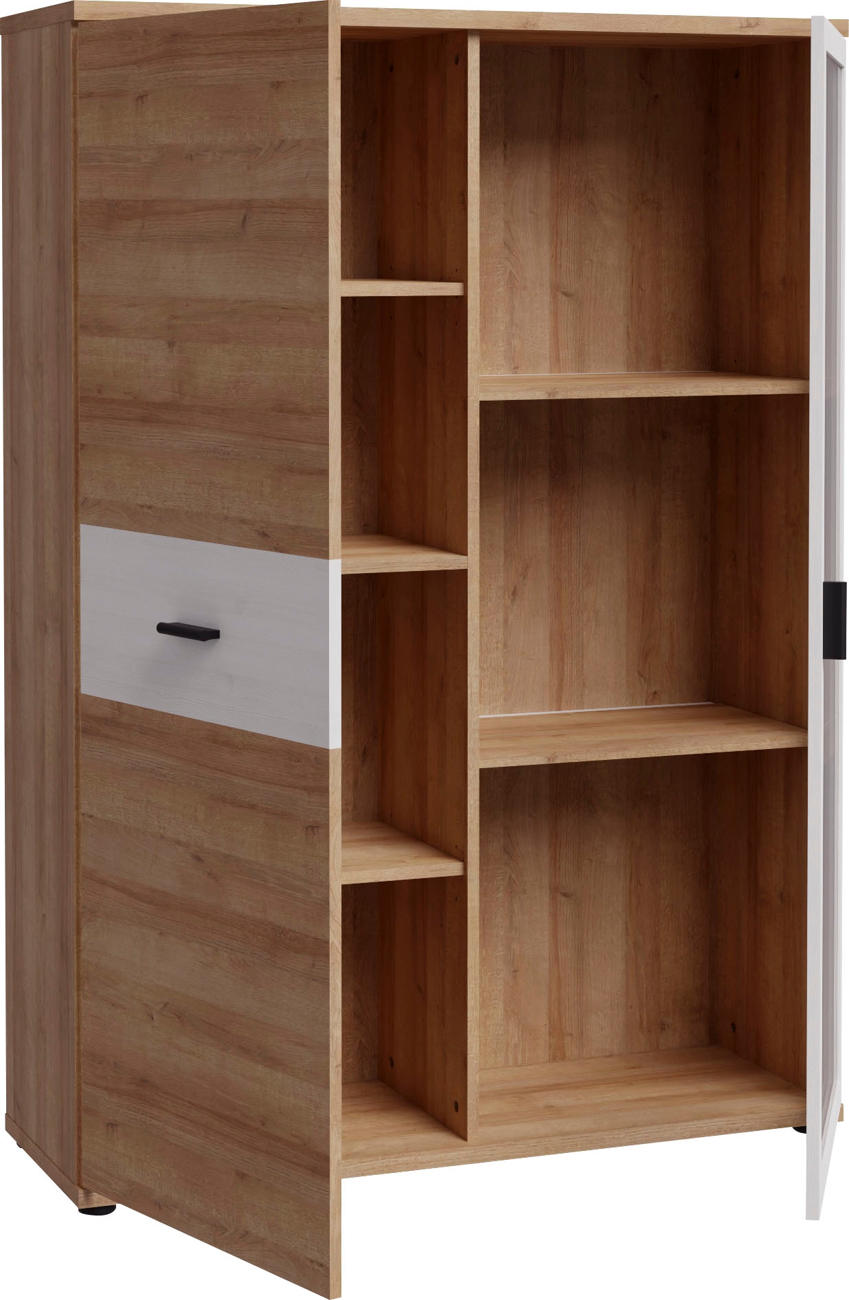 FORTE Vitrine »Chesapeak Highboard inkl. Beleuchtung, 1 Glastür, Höhe 140 cm«, (B/H/T 99,9/140,7/34,8 cm), Highboardvitrine, Glastür, Beleuchtung inklusive, Höhe 140 cm