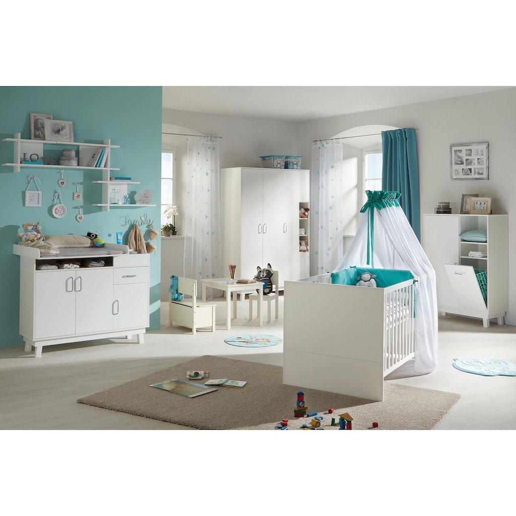 roba® Babyzimmer-Komplettset »Nordic, weiß«, (Set, 3 St., Kinderbett, Wickelkommode, Kleiderschrank)