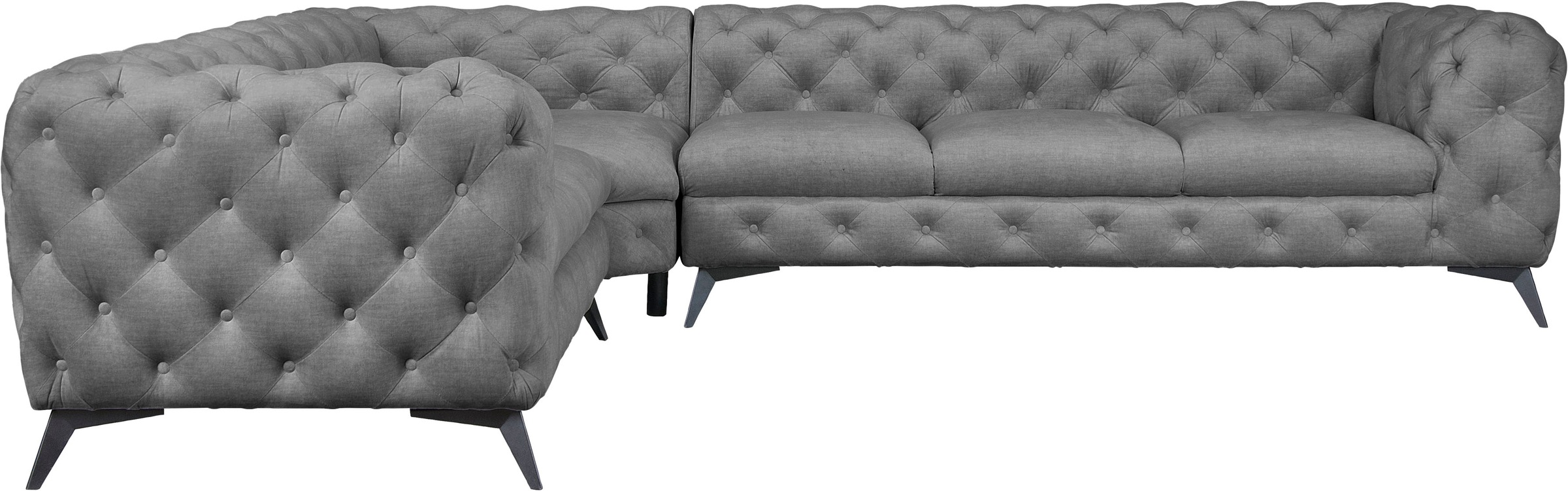 Leonique Chesterfield-Sofa »Ecksofa GLYNIS L-Form mit Wellenunterfederung, günstig online kaufen