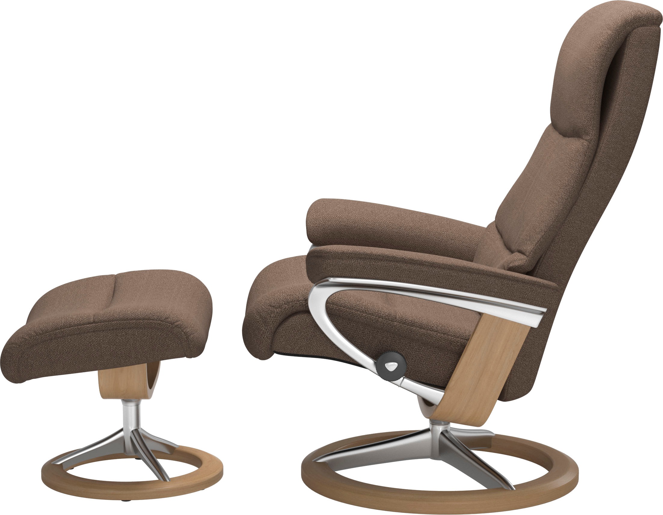 Stressless® Relaxsessel »View«, (Set, Relaxsessel mit Hocker), mit Signature Base, Größe M,Gestell Eiche