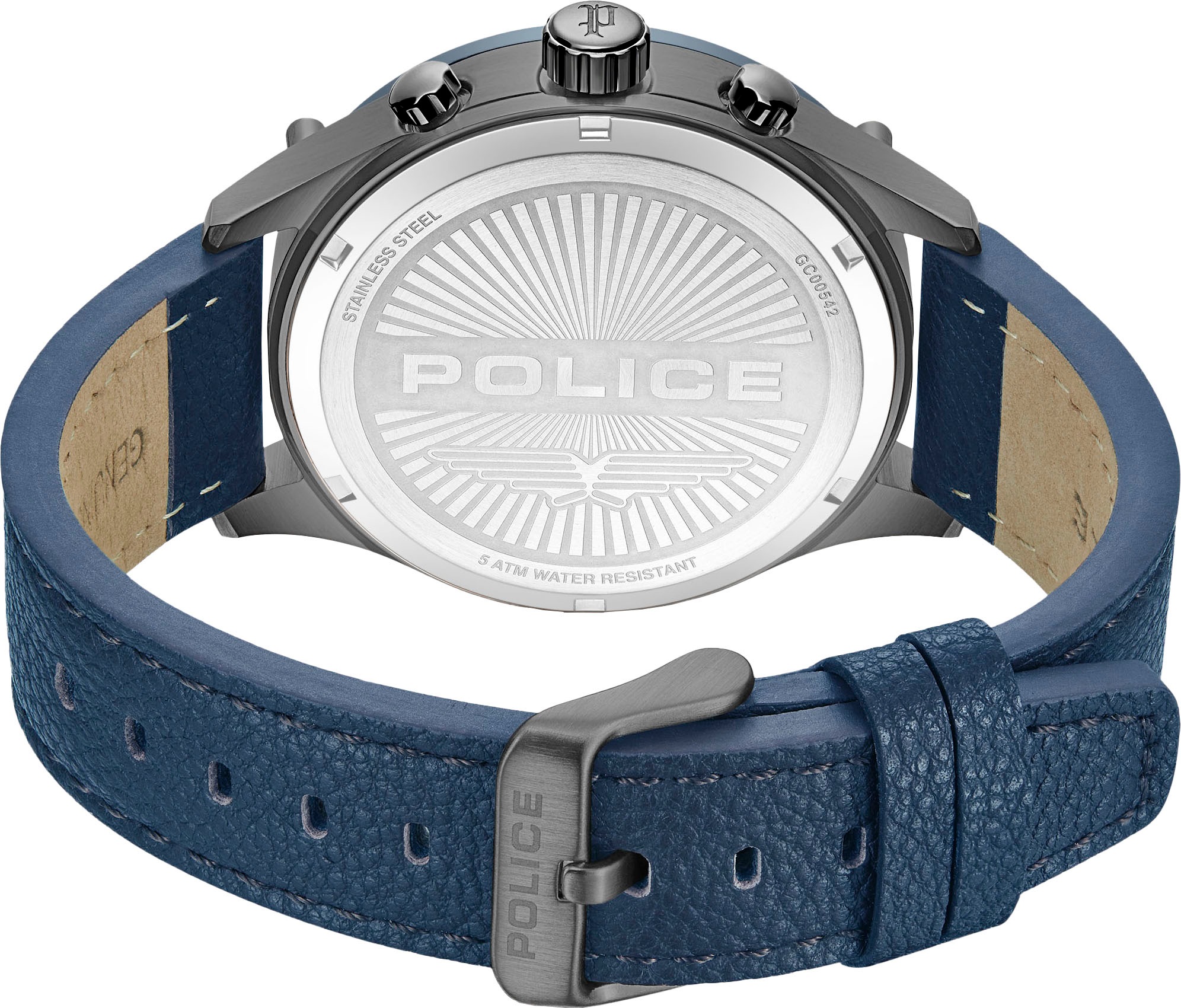 Police Multifunktionsuhr »WADDEN«, Quarzuhr, Armbanduhr, Herrenuhr, Lederarmband, analog