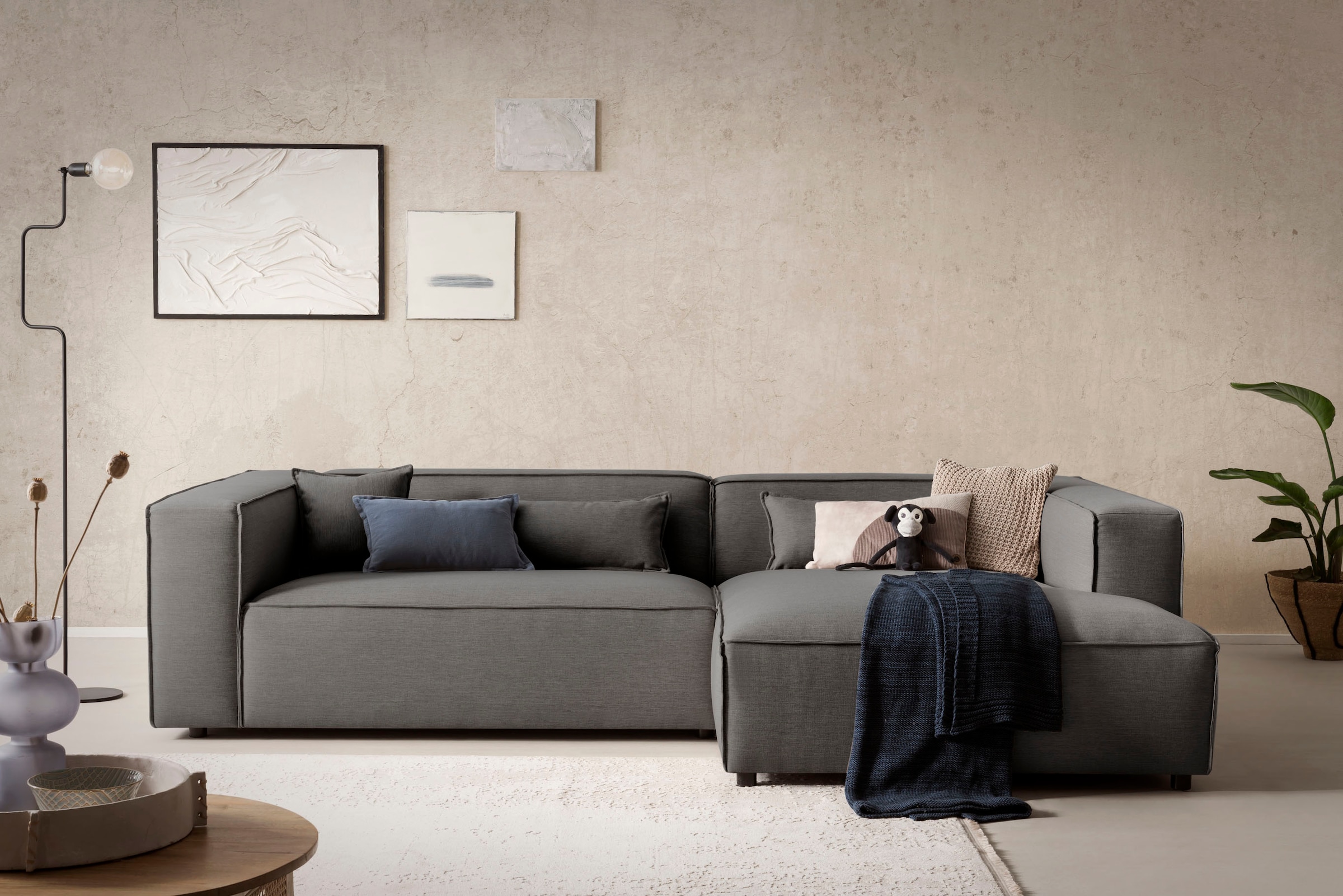 LeGer Home by Lena Gercke Ecksofa »PIARA XXL, besonders tiefe Sitzfläche, L-Form,«, Inklusive 2 Rückenkissen 80x35 cm und 1 Zierkissen 40x40 cm