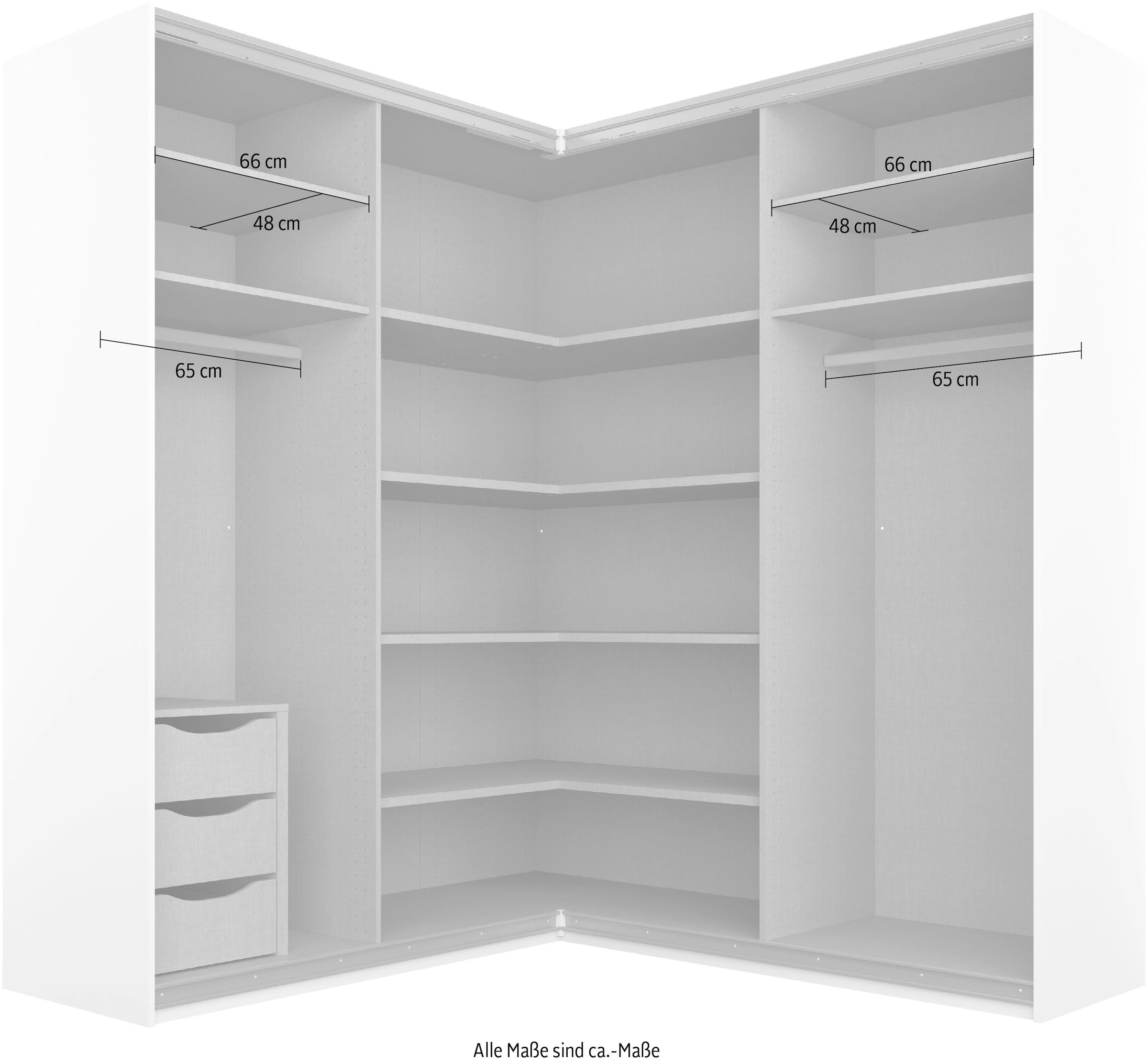 rauch Schwebetürenschrank »Quadra«, Eckschrank, Türendämpfer und Schubladeneinsatz, Glas-/Spiegeltüren