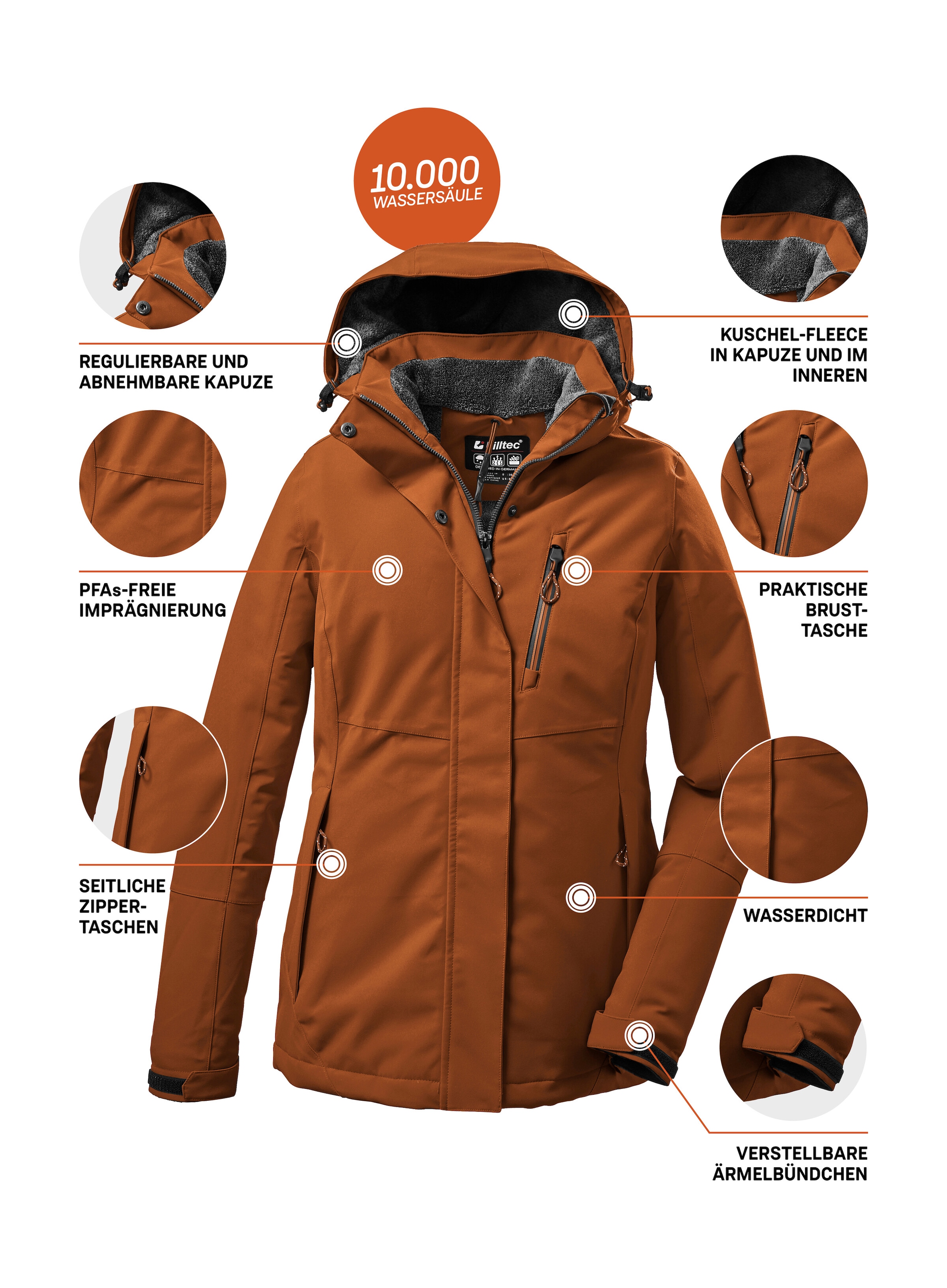 Killtec Outdoorjacke »KOW 140 WMN JCKT«, Wasserdichte Damenjacke, atmungsaktiv, abnehmbare Kapuze