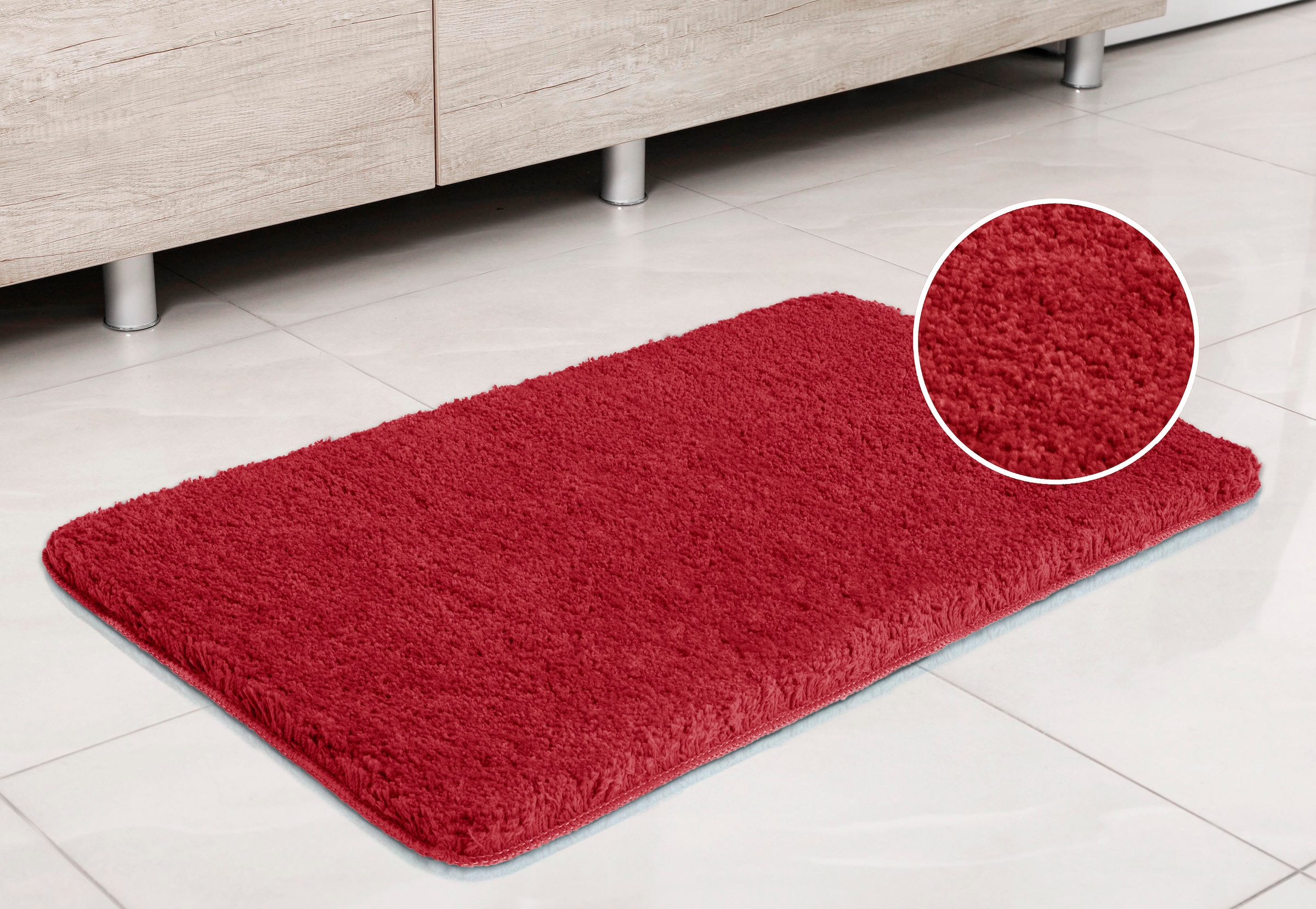 my home Badematte »Sanremo, Badvorleger, Badezimmer Teppich, sehr weich«, rutschhemmend beschichtet, fußbodenheizungsgeeignet-schnell trocknend, Badteppich, unifarben, rechteckig, rund & als 3-tlg. Set erhältlich