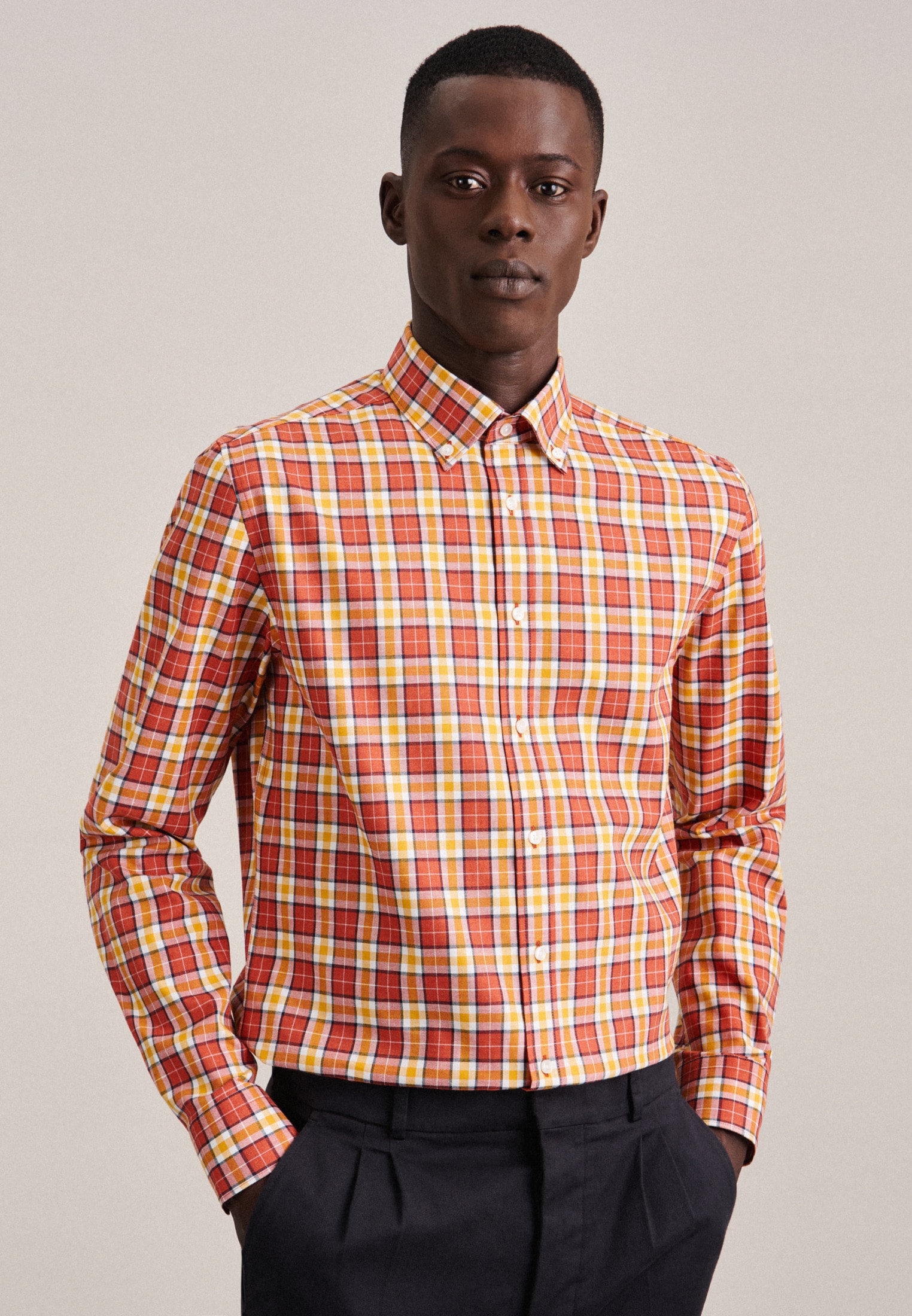 seidensticker Flanellhemd »Regular«, Regular Langarm Button-Down-Kragen Karo