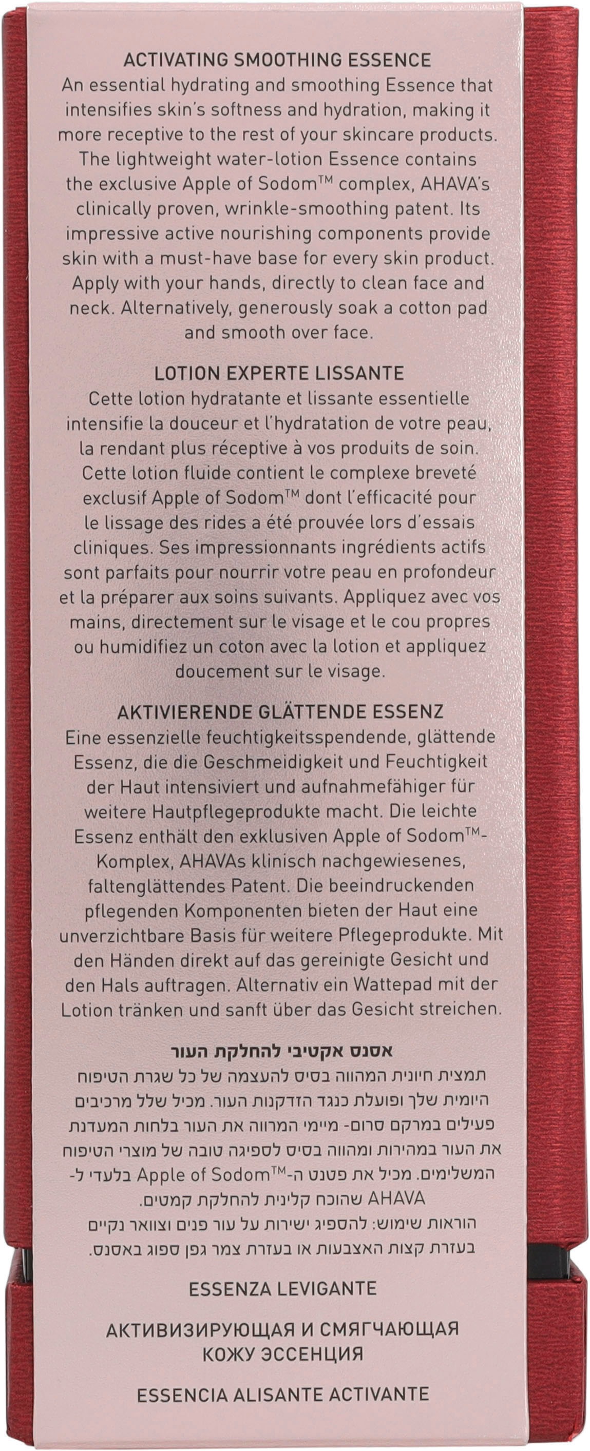 AHAVA Gesichtsemulsion »Apple Of Sodom Activating Smoothing Essence«, Spendet Feuchtigkeit und glättet die Haut intensiv.