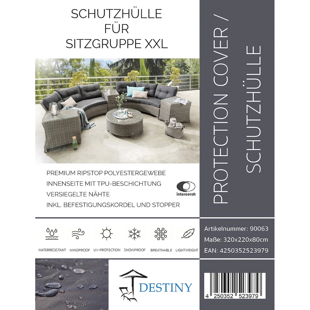Destiny Gartenmöbel-Schutzhülle »SCHUTZHÜLLE«, Maße 320x220x80cm, passend für Loungegruppe