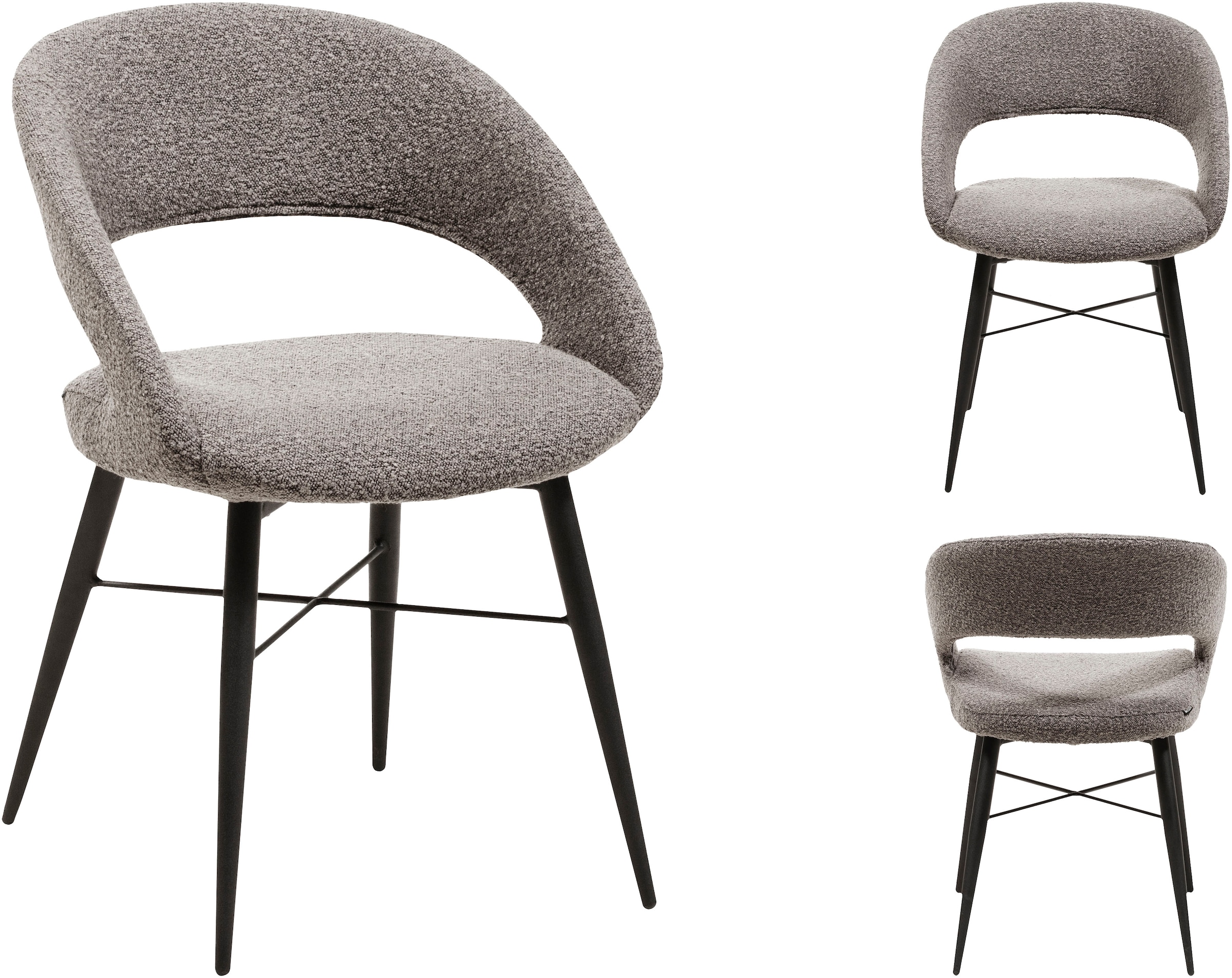 OMG Design Esszimmerstuhl »Marley«, (Set), 2 St., Stoff, mit modernem Cut-Out, Bouclé Bezug
