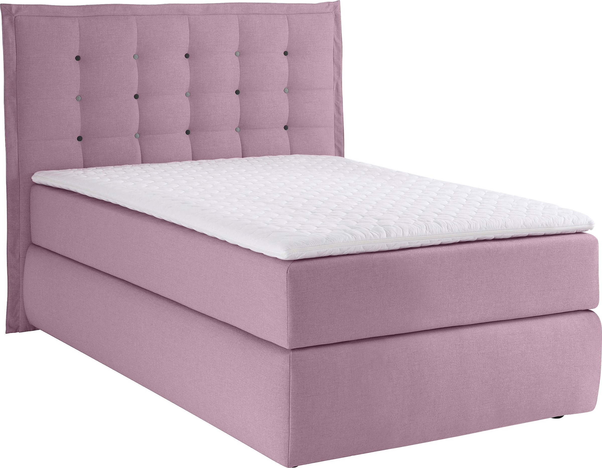 Home affaire Boxspringbett »Sagres« Kopfteil mit 2farbiger Flatterbiese und zweifarbigen Knöpfen