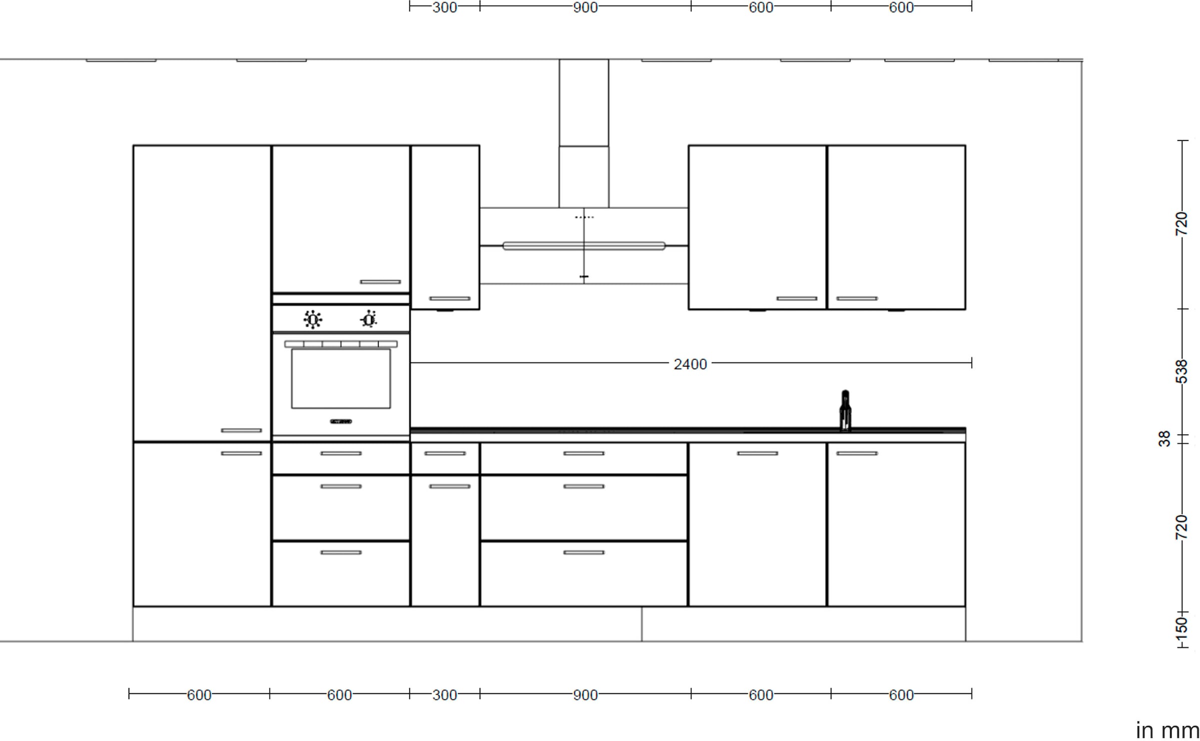 nobilia® Küchenzeile »"Structura II"«, vormontiert, Ausrichtung wählbar, Breite 360 cm, wahlw. mit E-Geräten