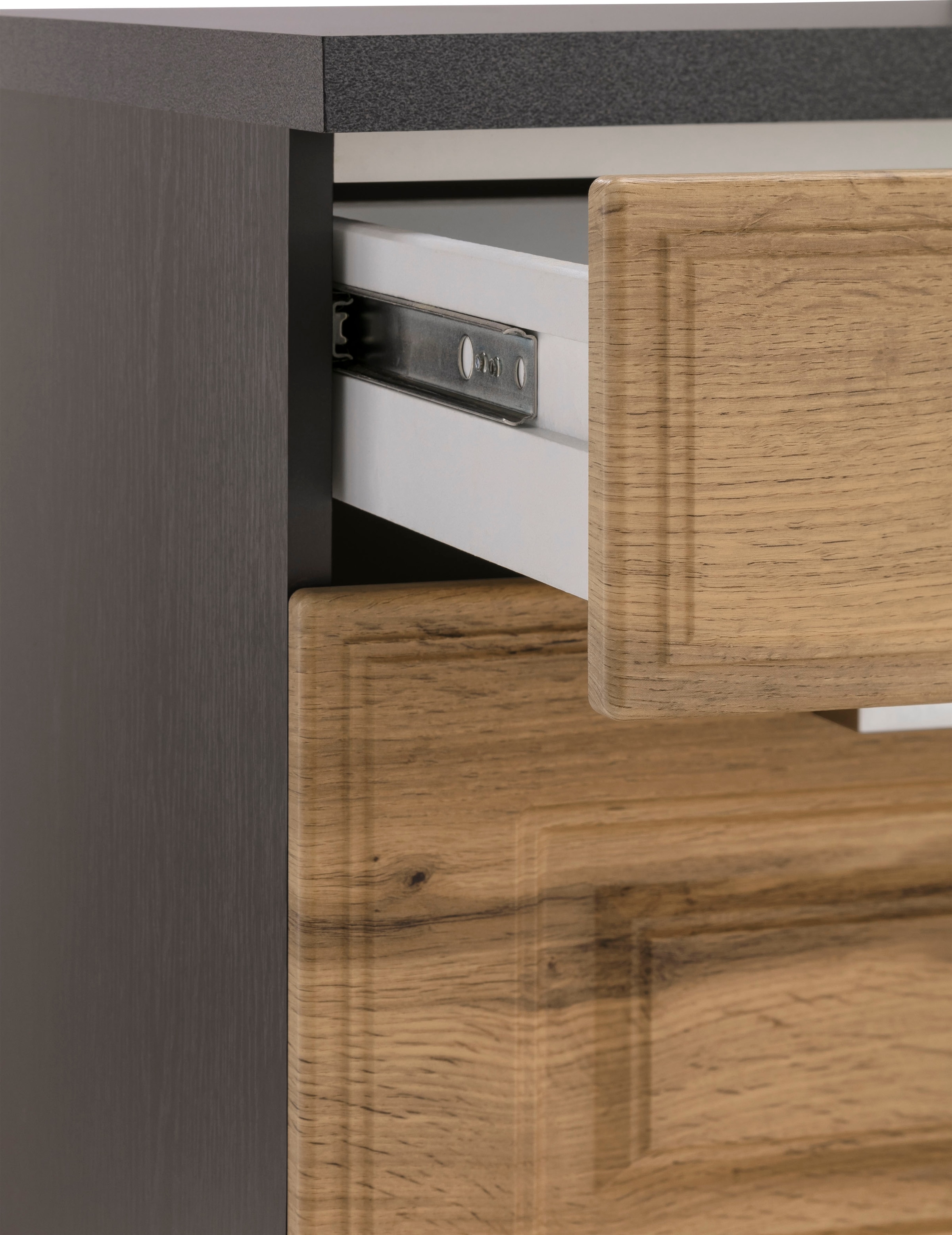 KOCHSTATION Küchenzeile »KS-Stockholm« Breite 270 cm, mit hochwertigen MDF Fronten im Landhaus-Stil