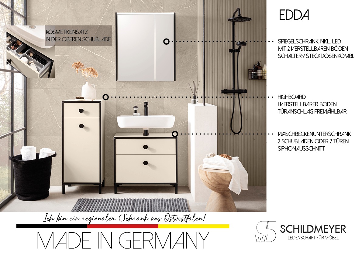 Schildmeyer Highboard »Edda, Breite 40,3 cm, eine Tür & eine Schublade«, Made in Germany