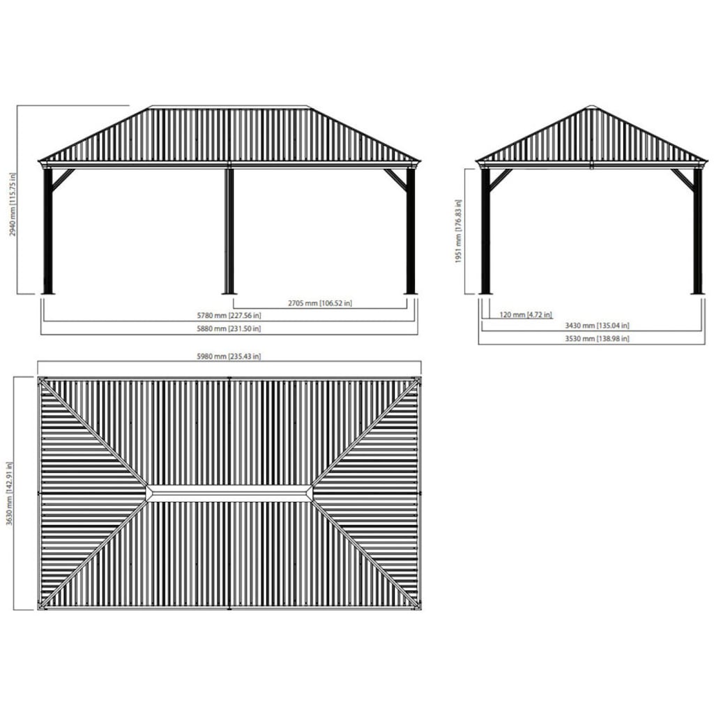 Sojag Pavillon »Marsala 12x20«, BxT: 598x363 cm, inkl. Moskitonetze