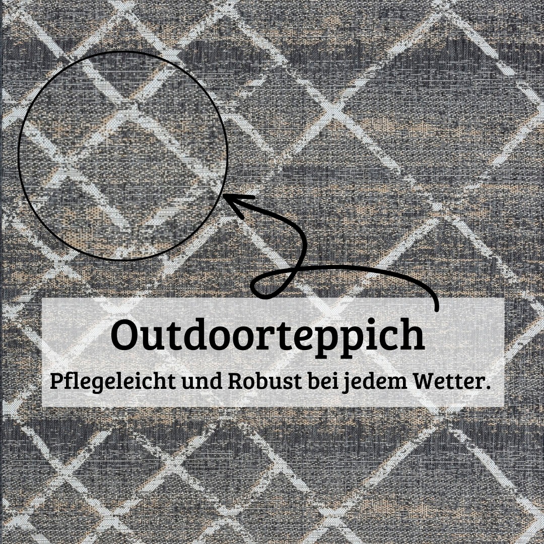 my home Teppich »Sorren Lagerräumung«, rechteckig, 8 mm Höhe, Rauten Muster, In- und Outdoor geeignet, Terrasse & Balkon
