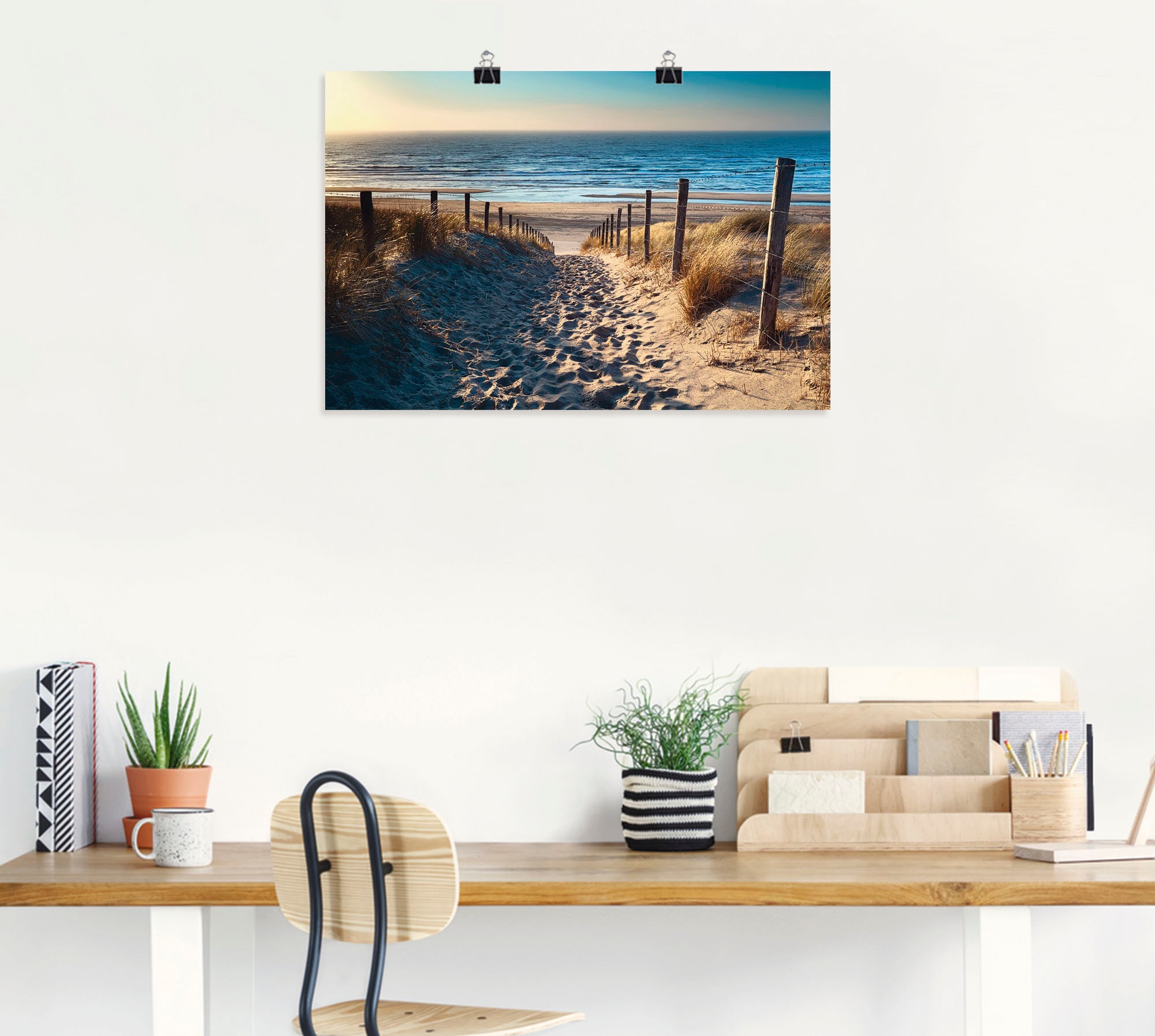 Artland Wandbild »Weg zum Nordseestrand Sonnenuntergang«, Strand, (1 St.), als Alubild, Outdoorbild, Leinwandbild, Poster, Wandaufkleber