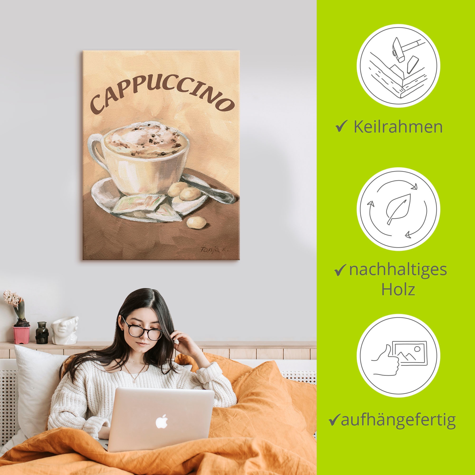 Artland Wandbild »Tasse Cappuccino«, Getränke, (1 St.), als Leinwandbild, Poster, Wandaufkleber in verschied. Größen