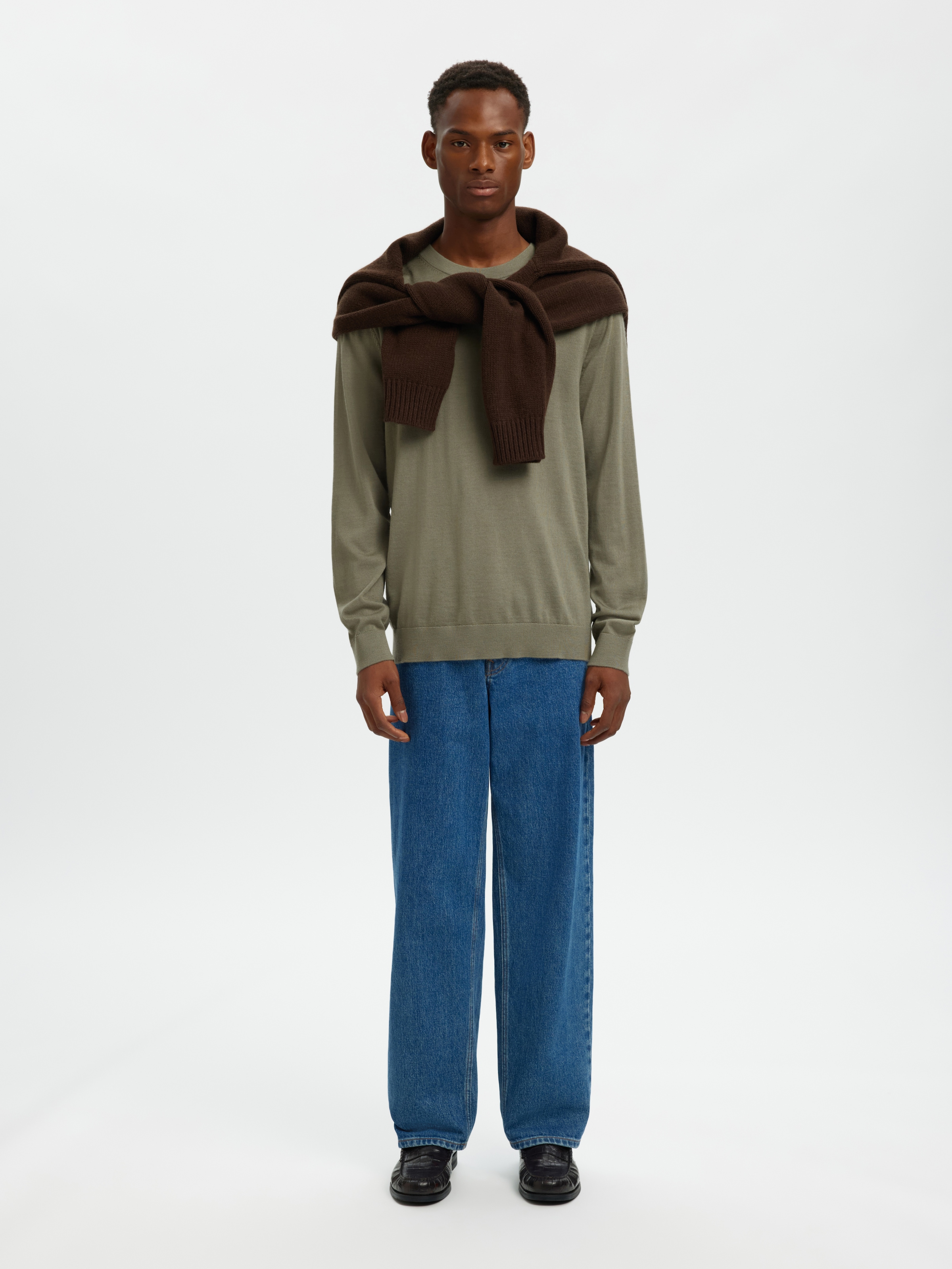 SELECTED Rundhalspullover »SLHTRAY LS KNIT MERINO CREW NECK NOOS« Wolle, regular fit