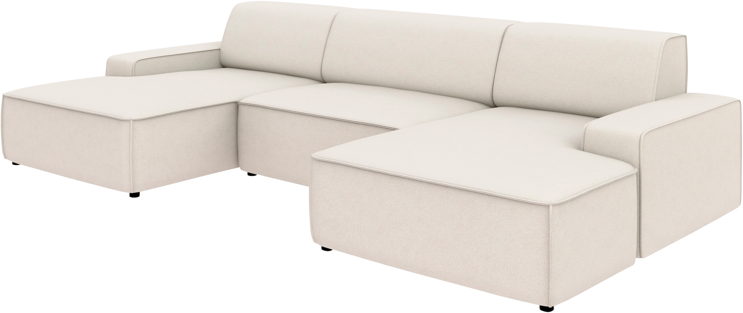 TRENDMANUFAKTUR Wohnlandschaft »Graz, wahlweise mit Sitzvorschub und Bettkasten, U-Form, Breite 329 cm« in Cord-, haustierfreundlichem LEO Struktur- oder LUMOS-3D-Bezug