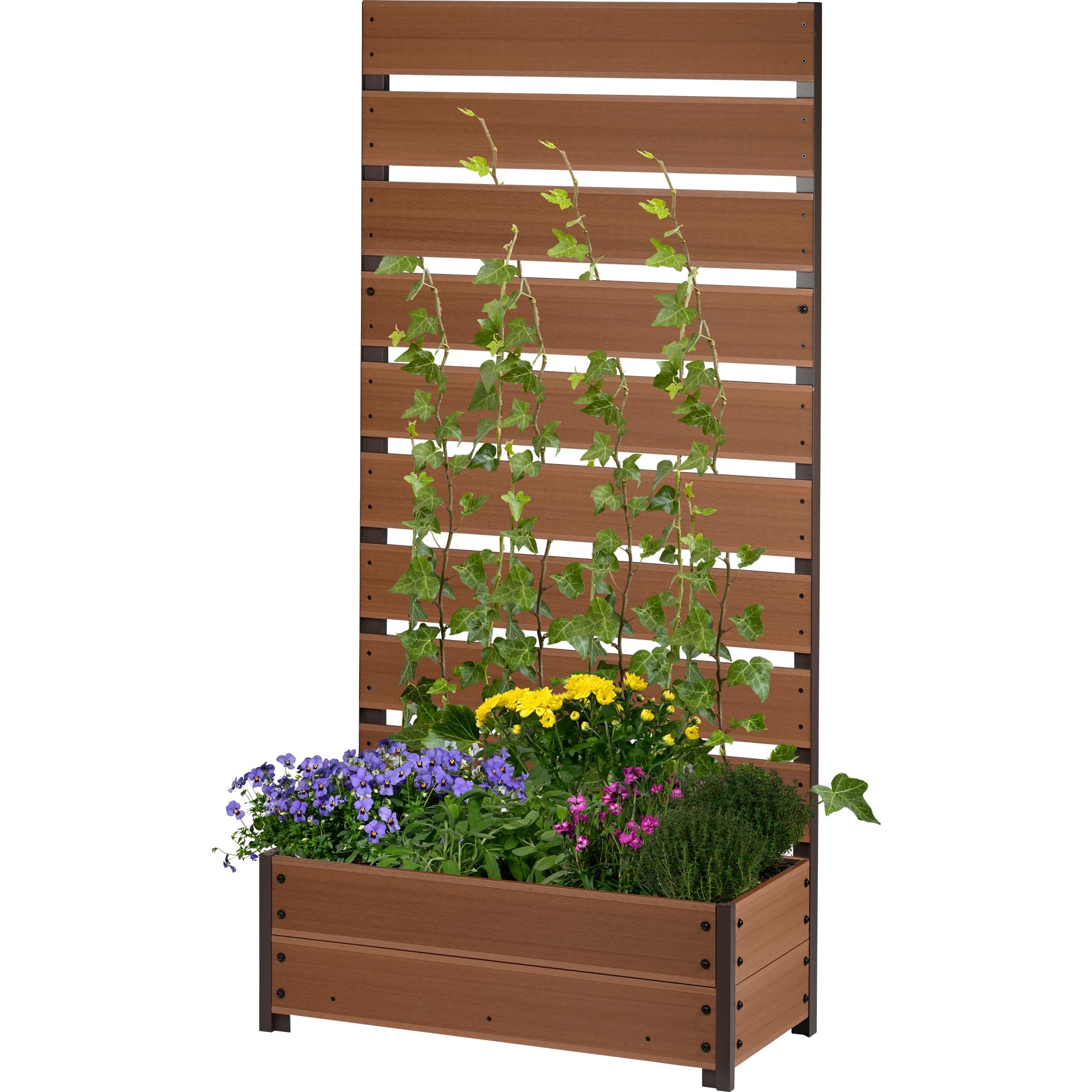 dobar Blumenkasten »WPC-Pflanzkübel mit Rankgitter, Hellbraun« ca. 72 x 33 x 150 cm (L x B x H) groß und ca. 13,7 kg