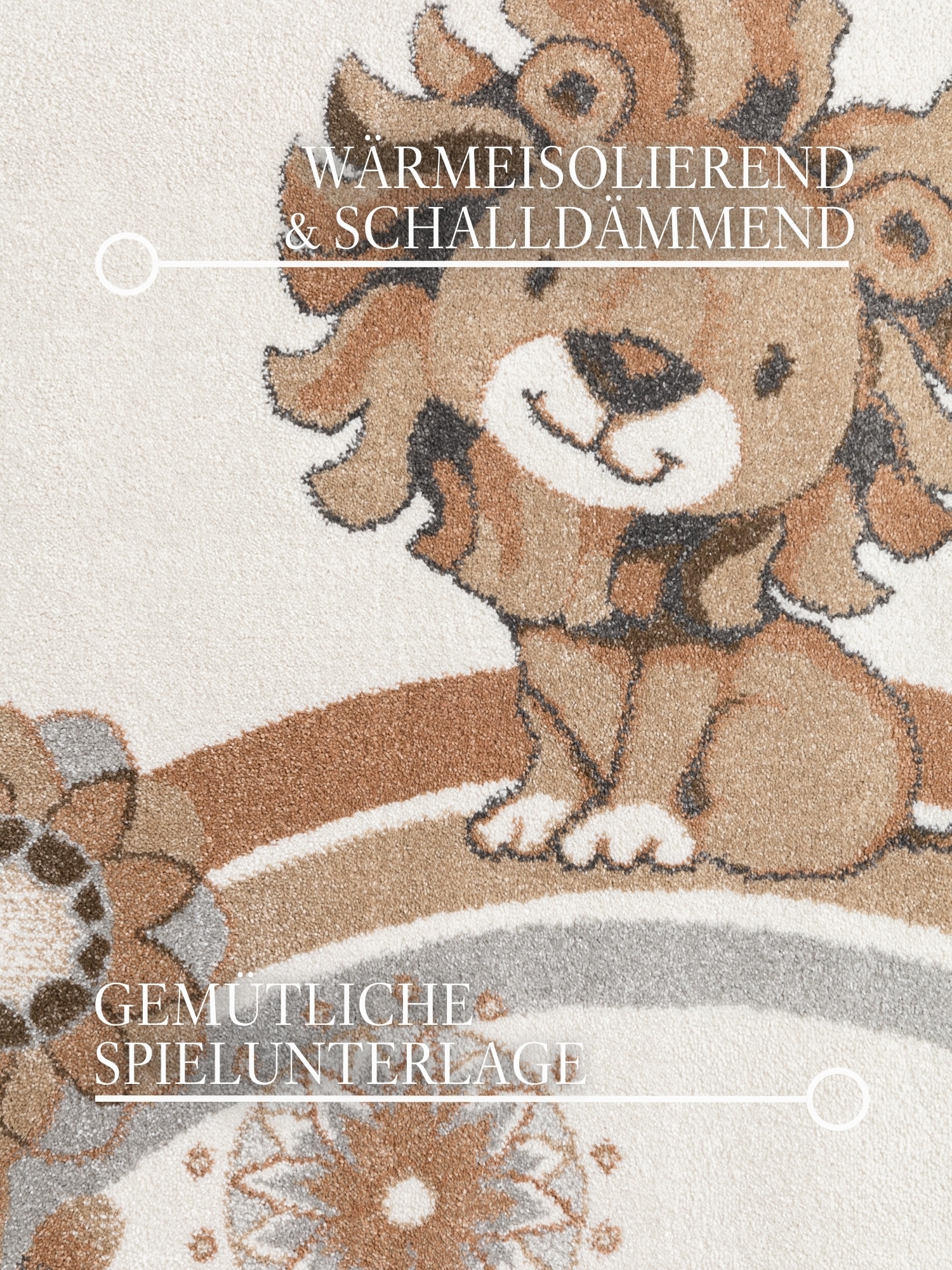 Villeroy & Boch Kinderteppich »Roar like a Lion Summer Party Teppich« rechteckig 9 mm Höhe Spielteppich weich, Kinderzimmer, Boho Kids Spielunterlage, Tieremotiv
