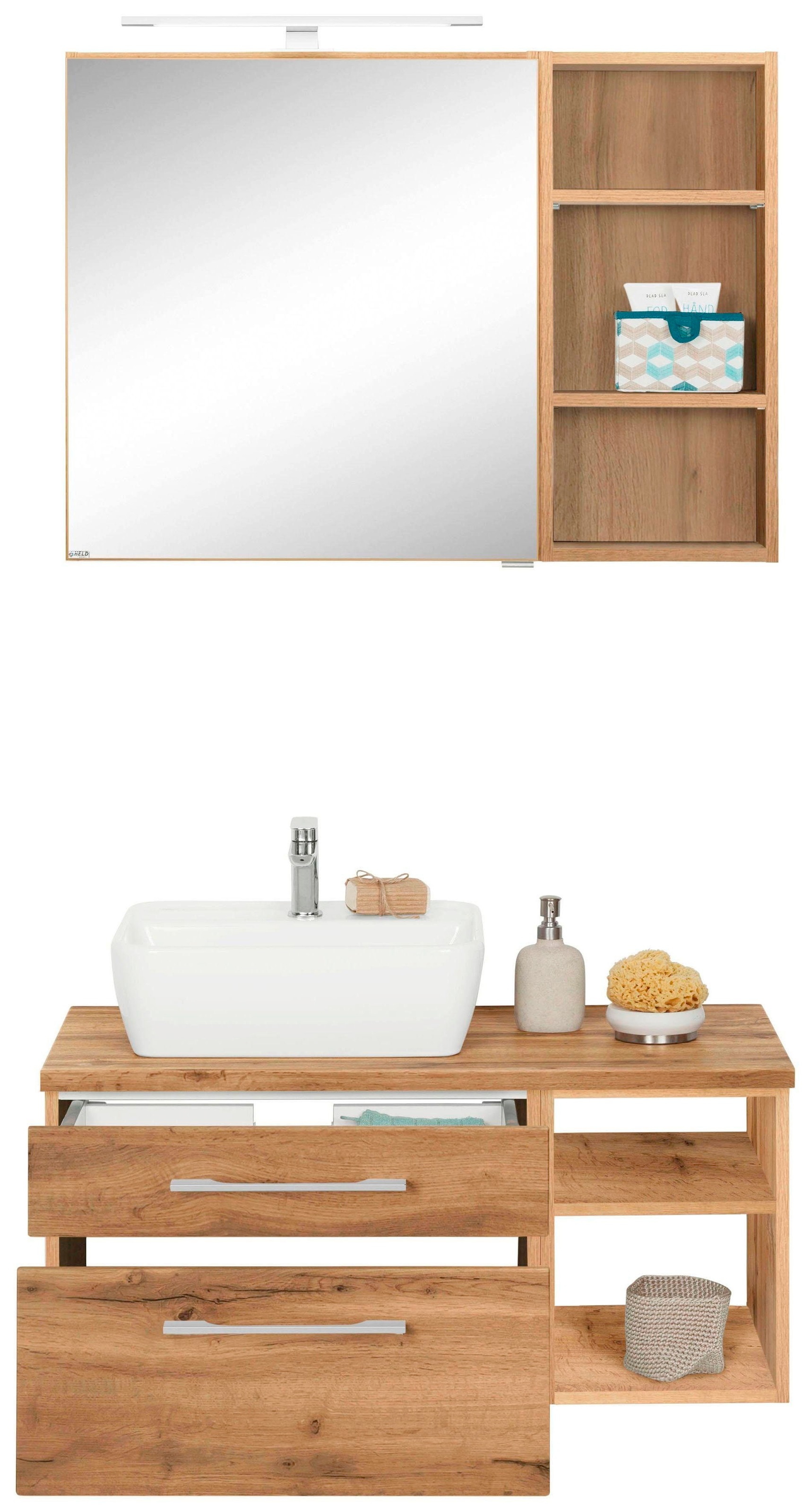 welltime Badmöbel-Set »Davos« 3 Stk. tlg. Spiegelschrank, Regal und Waschti günstig online kaufen