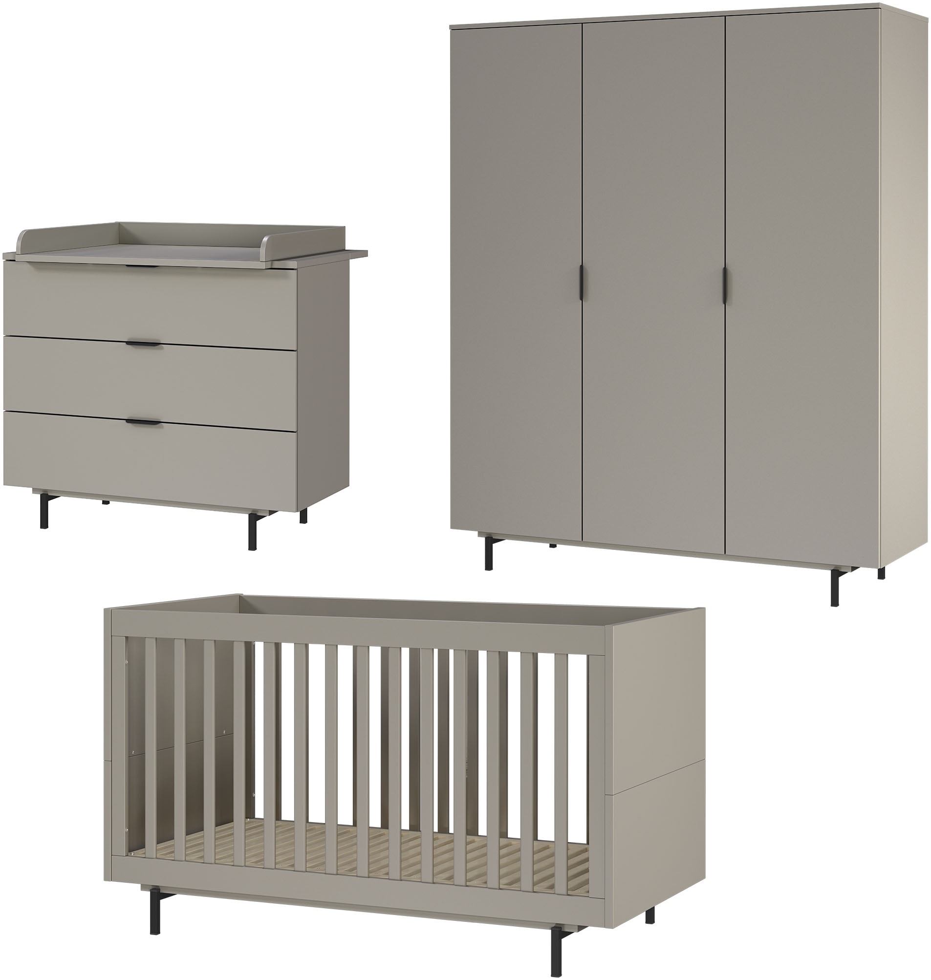 Babymöbel-Set GERMANIA Tomino, grau (steingrau), B:437cm H:190cm T:75cm