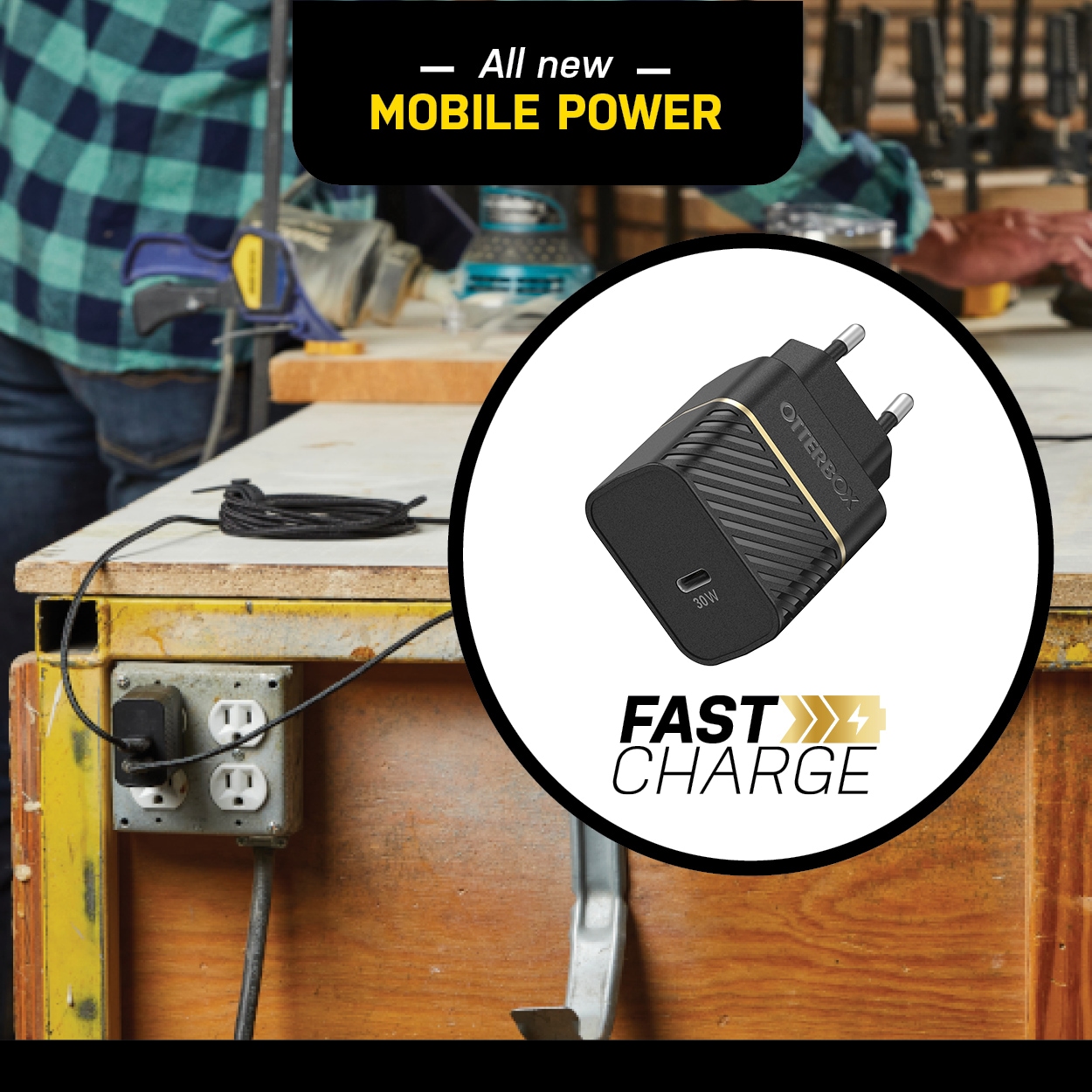 Otterbox Smartphone-Ladegerät »EU WallCharger 30W GaN - 1X USB-C 30W USB-PD«, geeignet für Apple iPhone, Samsung Galaxy, Google Pixel