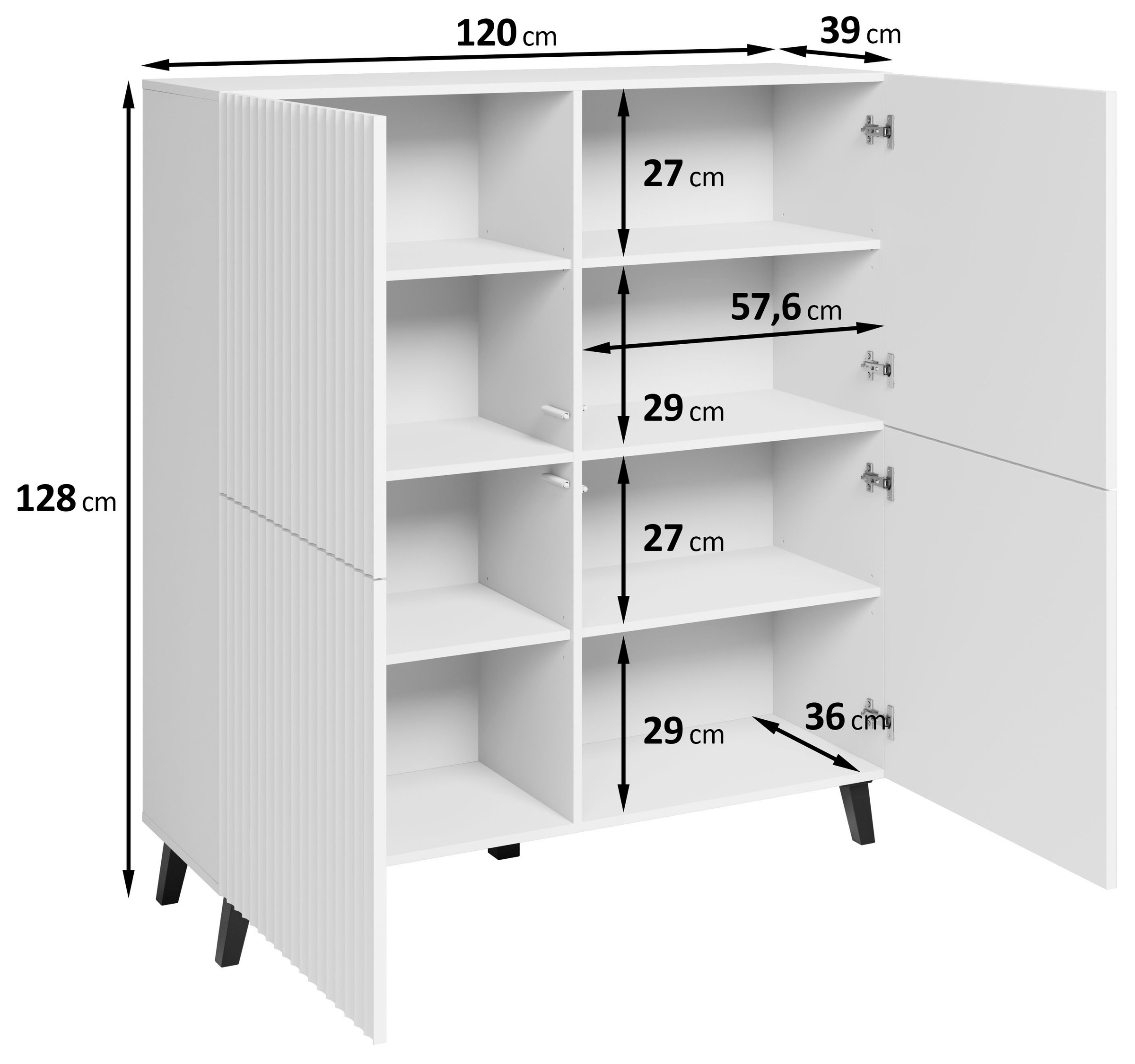 INOSIGN Highboard »HIGHBOARD PHUKET«, (1 St.), moderne Kommode mit 4 Türen und 8 Fächern, Breite 120 cm