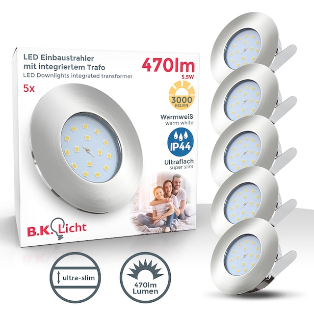 B.K.Licht LED Einbauleuchte »Iris V«, 5 flammig-flammig, LED  Einbaustrahler, dimmbar, ultra flach (30mm), inkl. 5W 470 Lumen online  bestellen