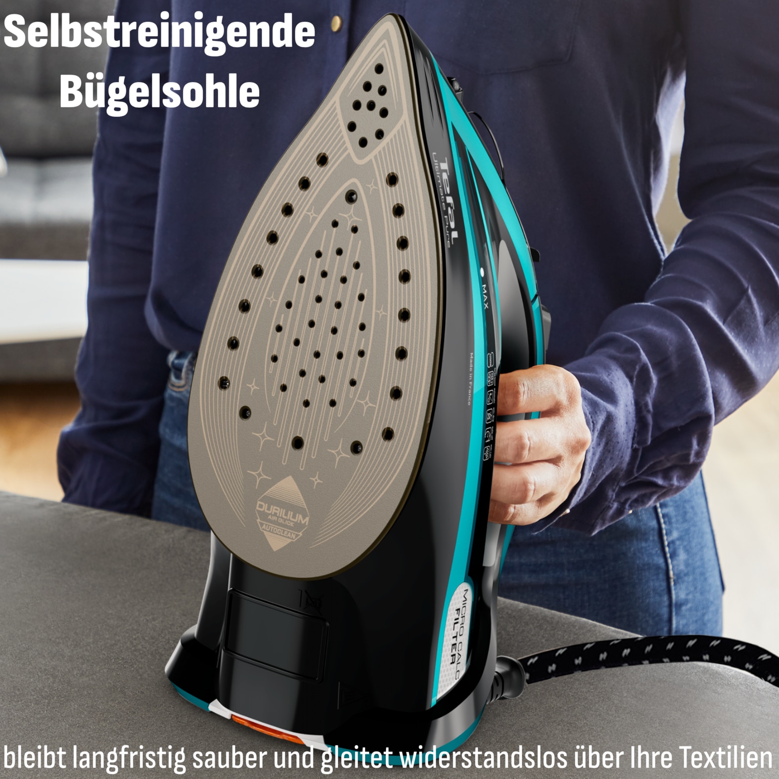 Tefal Dampfbügeleisen »FV9844 Ultimate Pure« 3200 W Durilium Airglide Autoclean-Bügelsohle, automatische Abschaltung