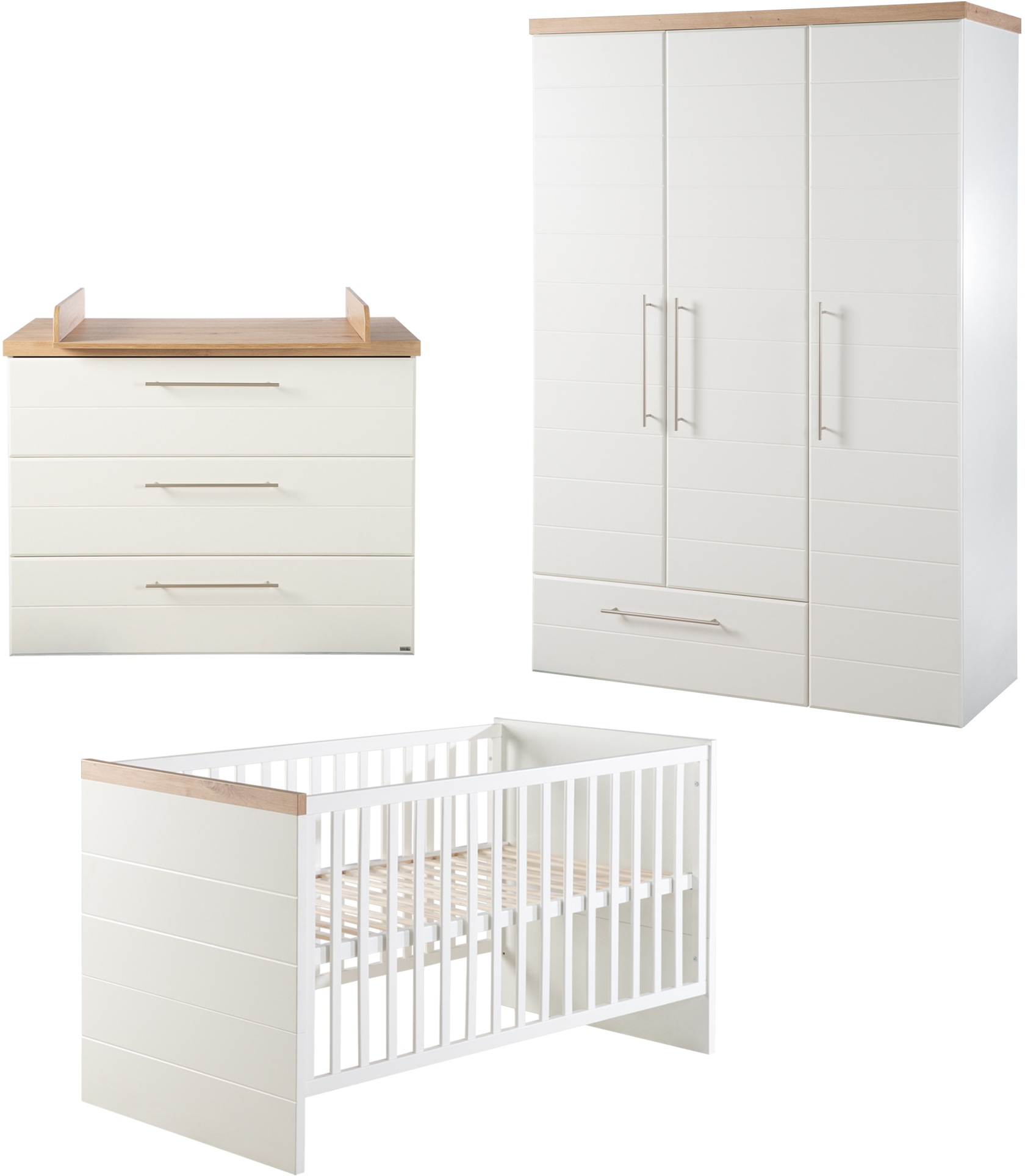 roba® Babyzimmer-Komplettset »Nele«, (Set, 3 tlg., Kinderbett, Schrank, Wic günstig online kaufen